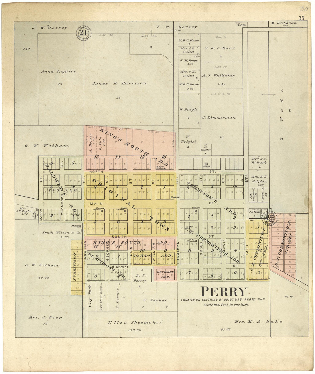 This old map of Perry from Standard Atlas of Pike County, Illinois from 1895 was created by  Geo. A. Ogle &amp; Co in 1895