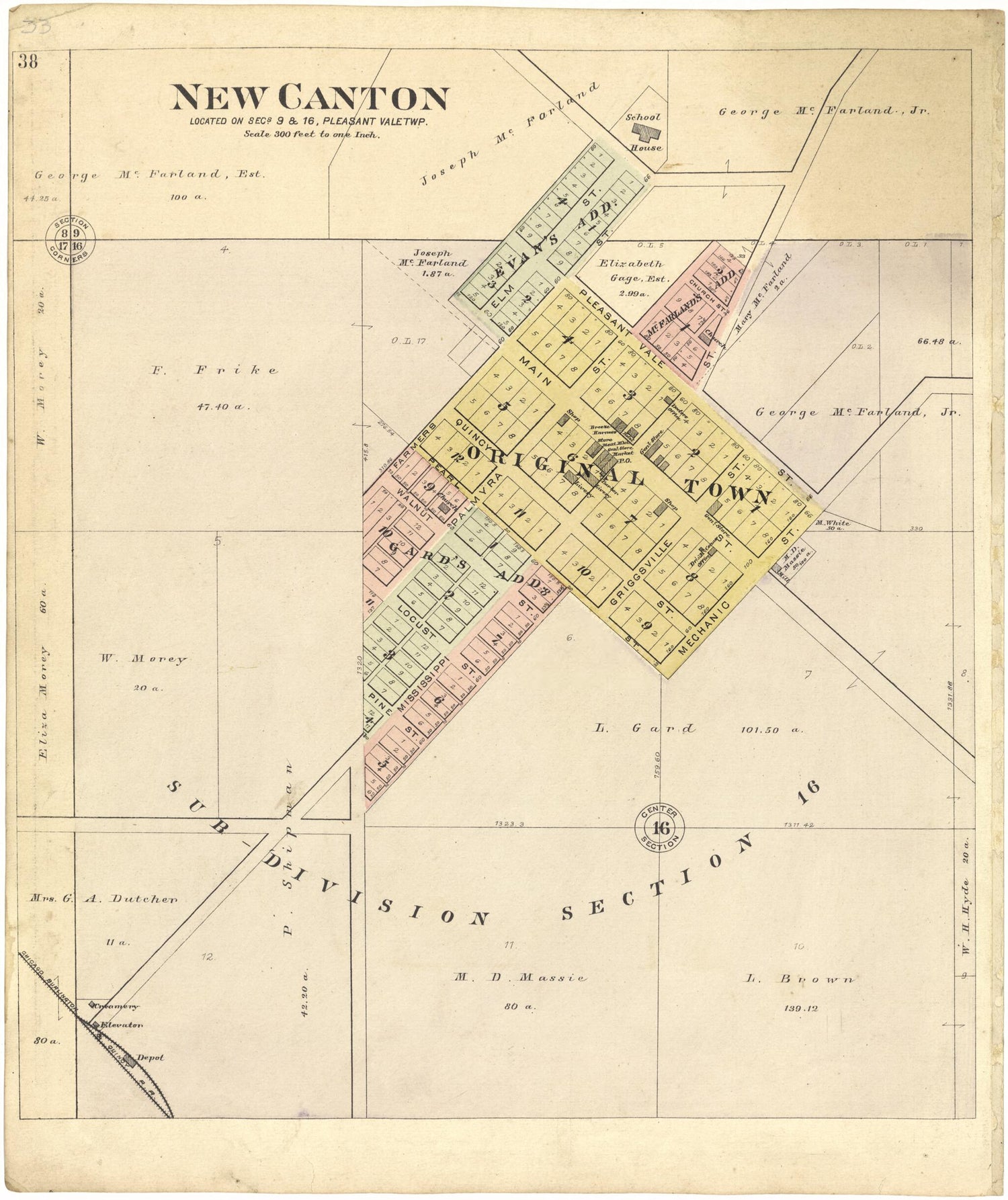 This old map of New Canton from Standard Atlas of Pike County, Illinois from 1895 was created by  Geo. A. Ogle &amp; Co in 1895