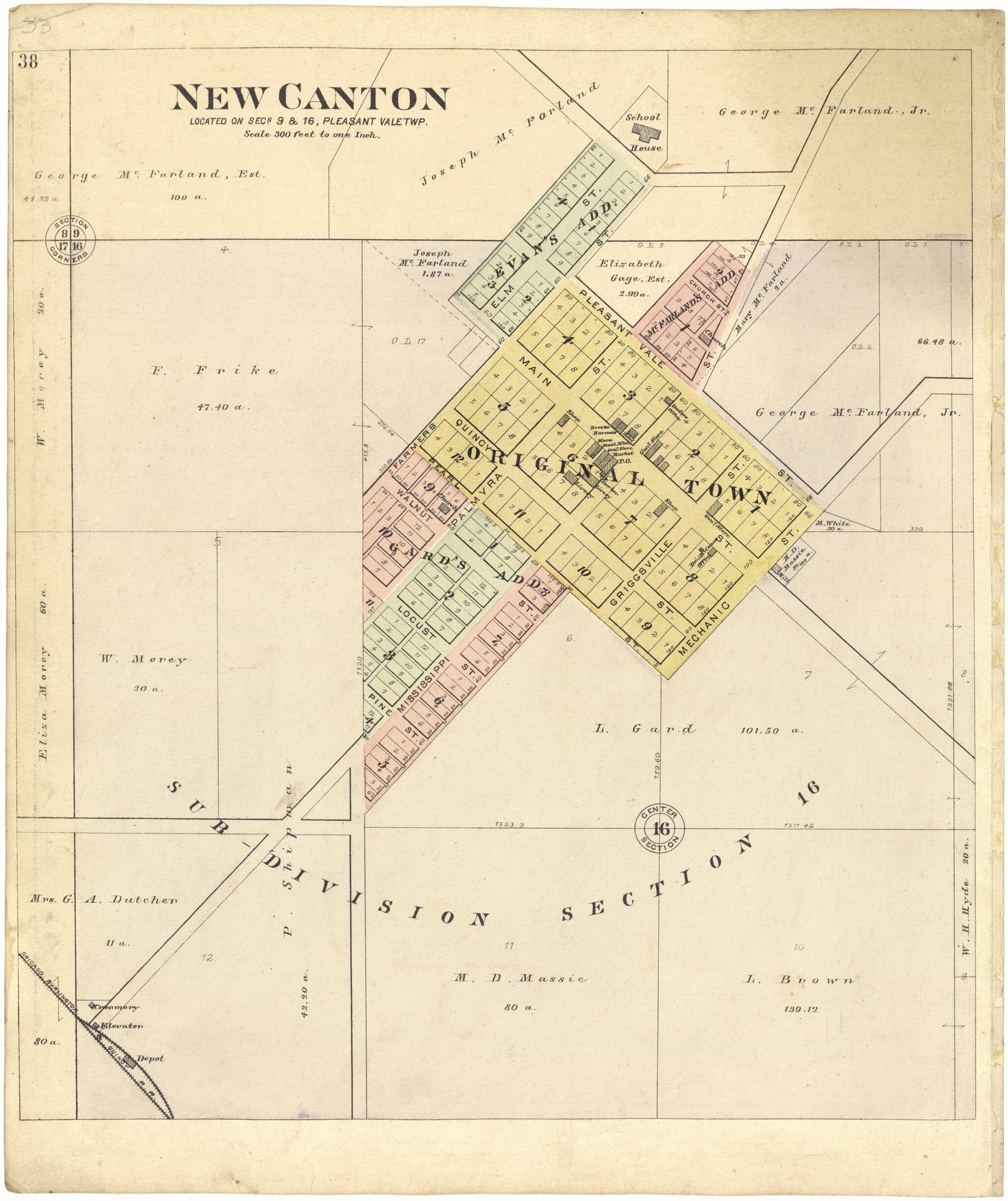 This old map of New Canton from Standard Atlas of Pike County, Illinois from 1895 was created by  Geo. A. Ogle &amp; Co in 1895