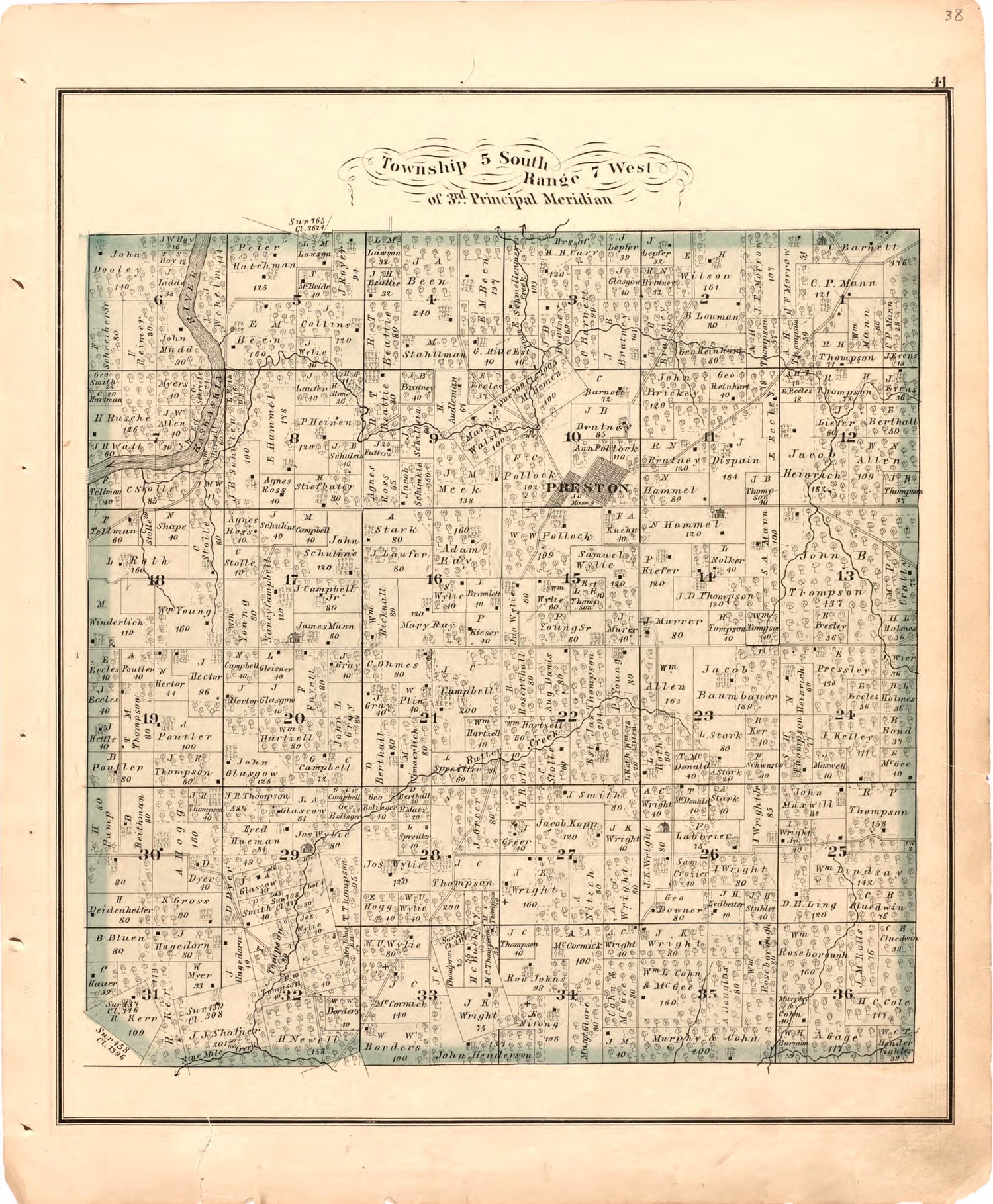 This old map of Township 5 South Range 7 West of 3rd Principal Meridian from Illustrated Historical Atlas of Randolph Co., Illinois from 1875 was created by  W.R. Brink &amp; Co in 1875