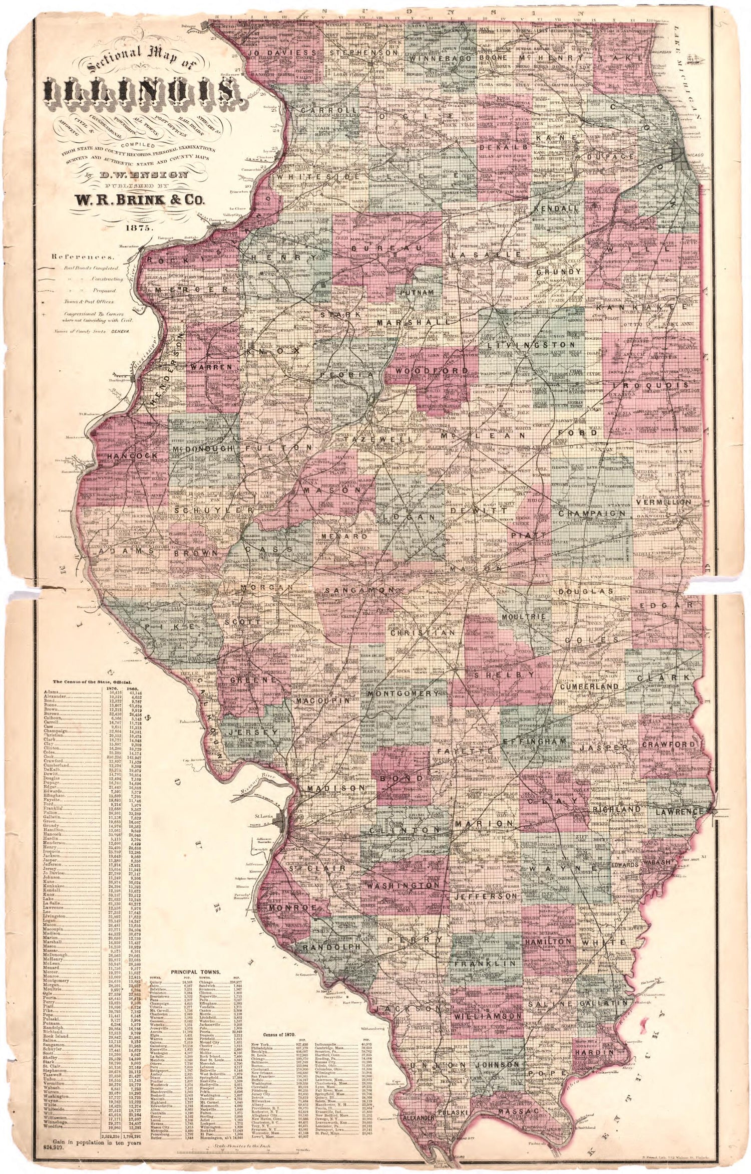 This old map of Sectional Map of Illinois from Illustrated Historical Atlas of Randolph Co., Illinois from 1875 was created by  W.R. Brink &amp; Co in 1875