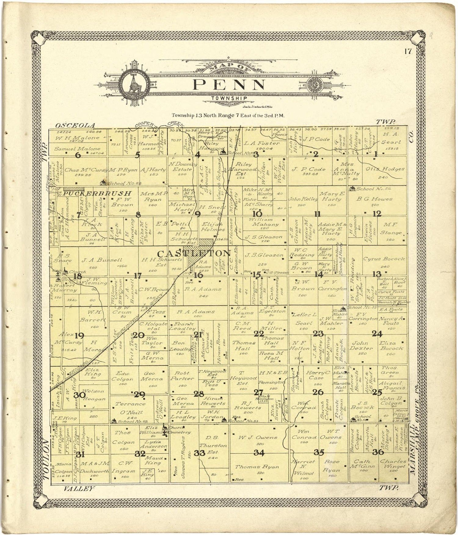 This old map of Map of Penn Township from Standard Atlas of Stark County, Illinois from 1907 was created by  Geo. A. Ogle &amp; Co in 1907