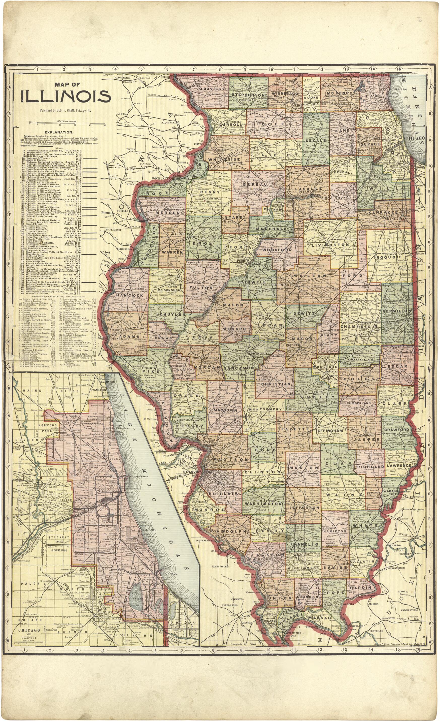 This old map of Map of Illinois from Standard Atlas of Stark County, Illinois from 1907 was created by  Geo. A. Ogle &amp; Co in 1907