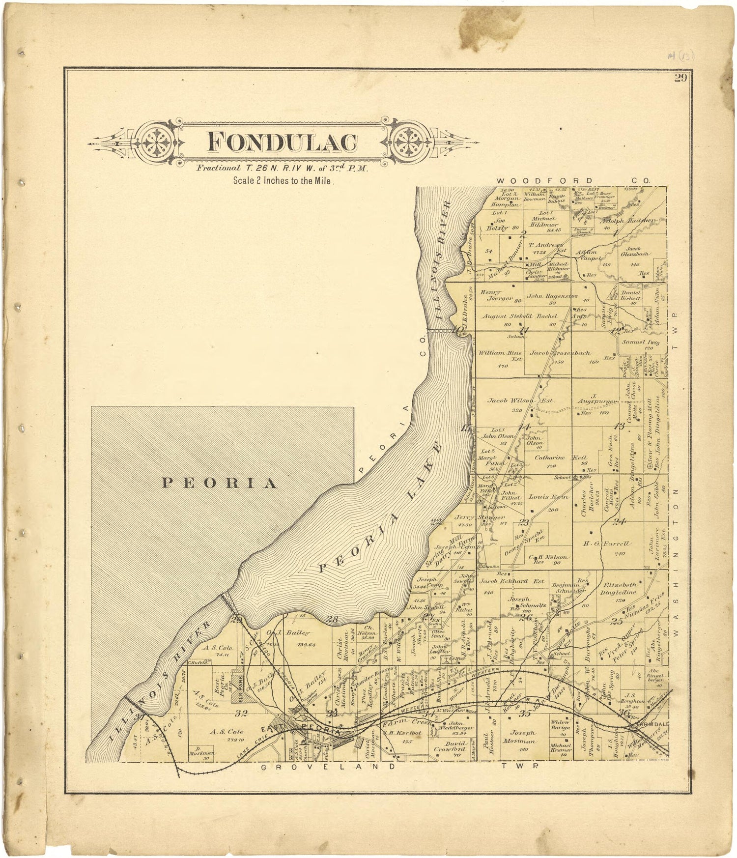 This old map of Fondulac from Plat Book of Tazewell County, Illinois from 1891 was created by  Occidental Publishing Company in 1891