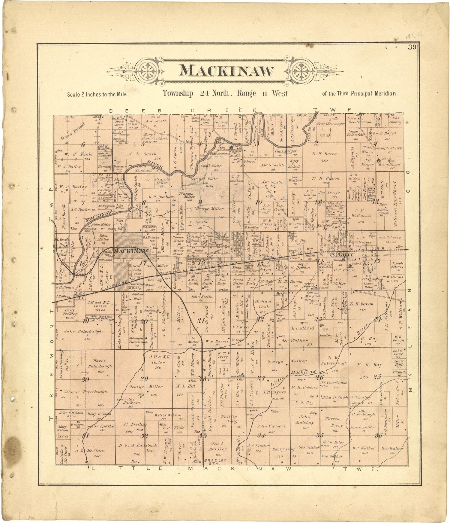 This old map of Mackinaw from Plat Book of Tazewell County, Illinois from 1891 was created by  Occidental Publishing Company in 1891