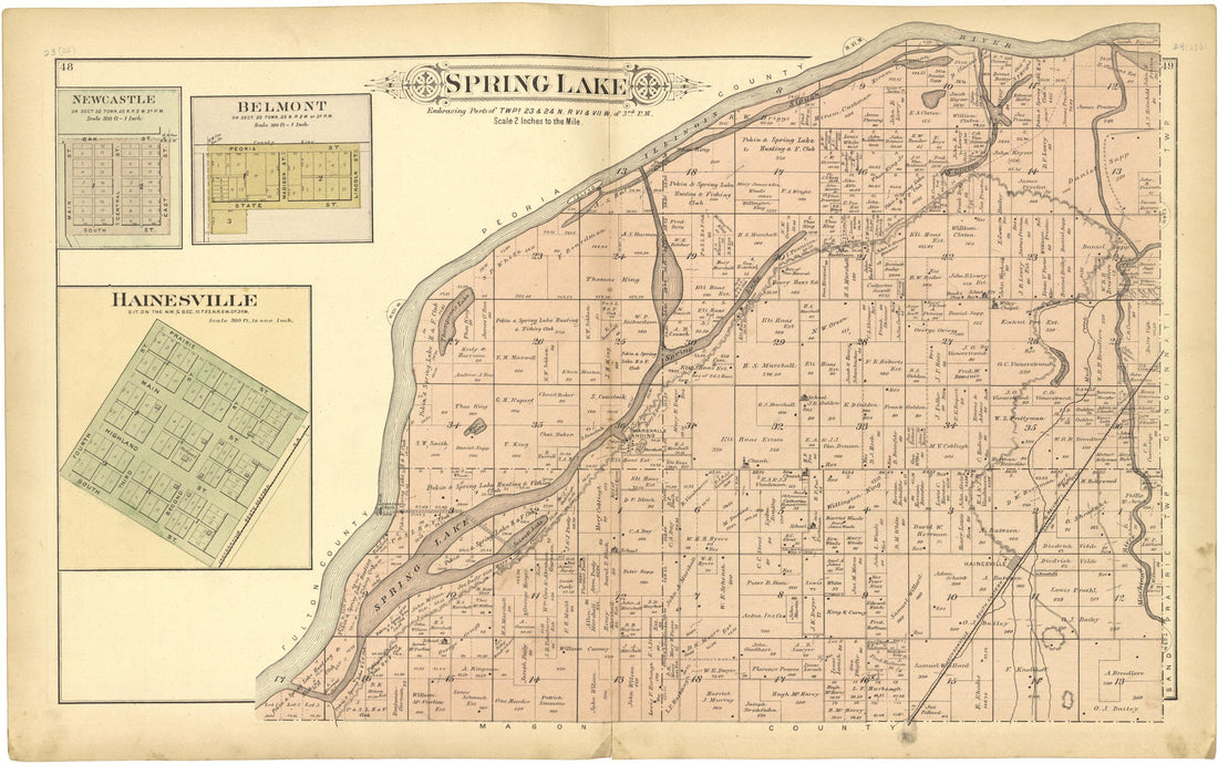 This old map of Spring Lake from Plat Book of Tazewell County, Illinois from 1891 was created by  Occidental Publishing Company in 1891