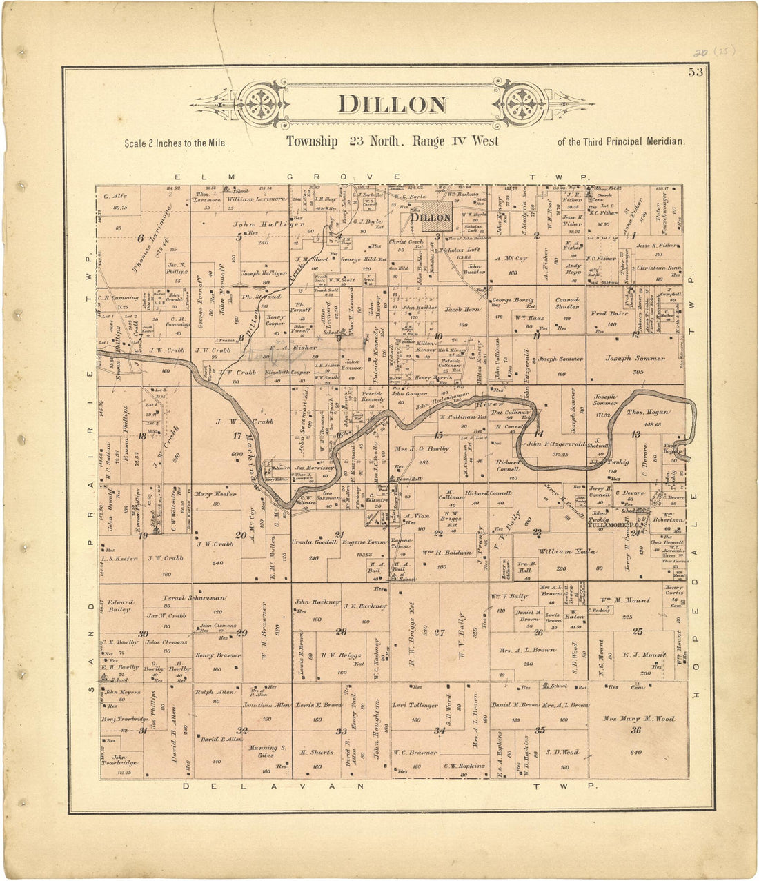 This old map of Dillon from Plat Book of Tazewell County, Illinois from 1891 was created by  Occidental Publishing Company in 1891