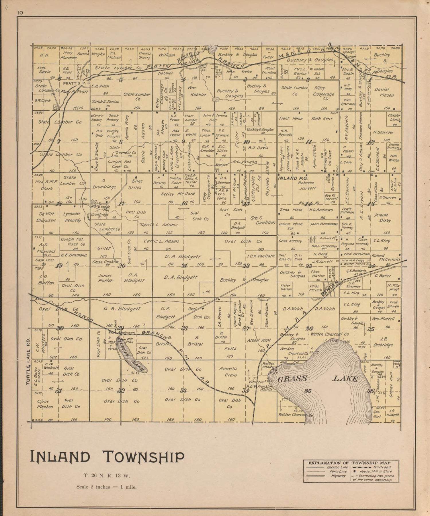 This old map of Inland from Atlas, Benzie Co., Michigan from 1901 from 1901 was created by Charles E. (Charles Edward) Ferris in 1901