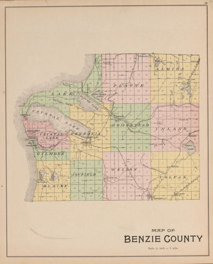 Benzie County from Atlas, Benzie Co., Michigan 1901 by Relic Map Company