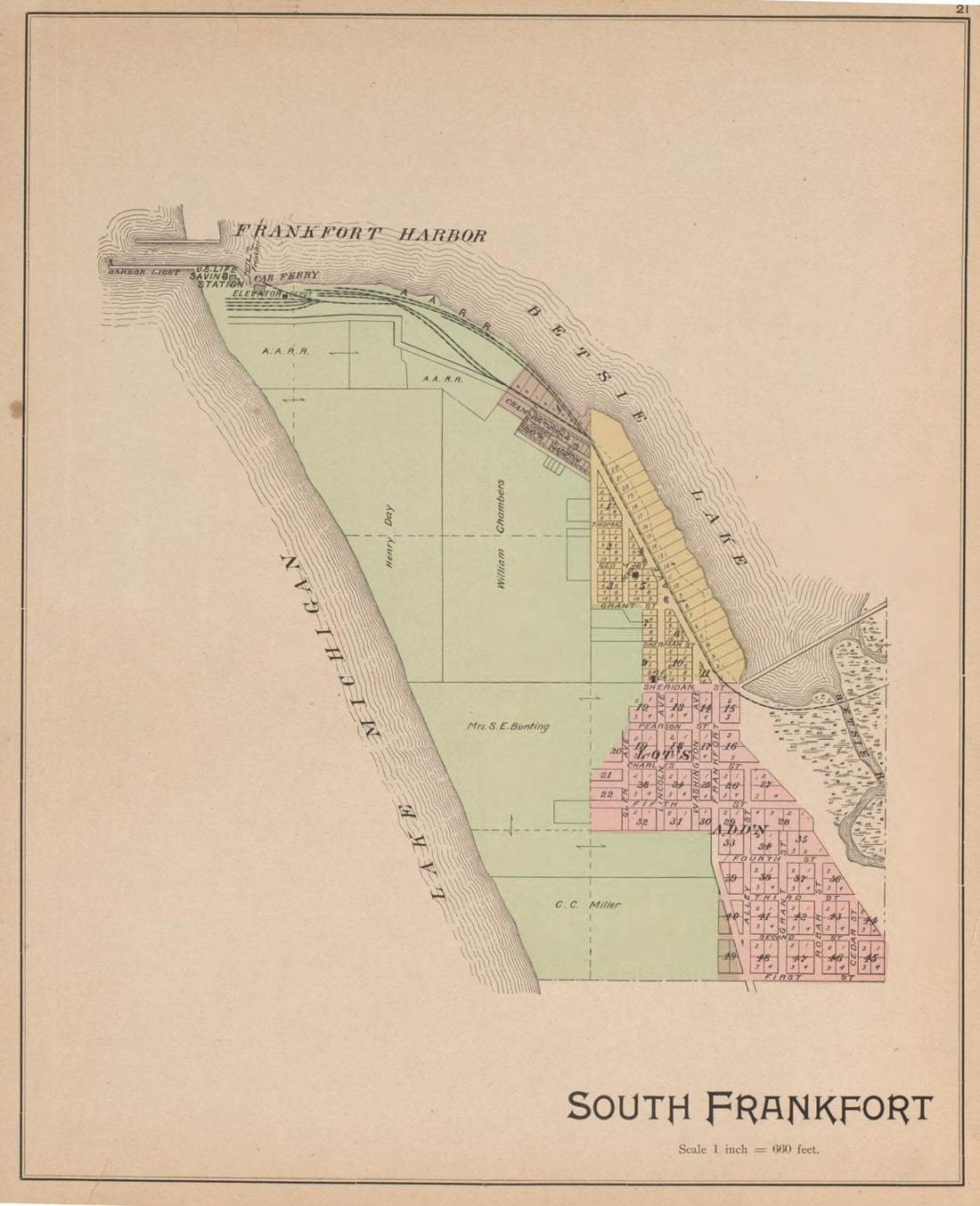 This old map of South Frankfort from Atlas, Benzie Co., Michigan from 1901 from 1901 was created by Charles E. (Charles Edward) Ferris in 1901