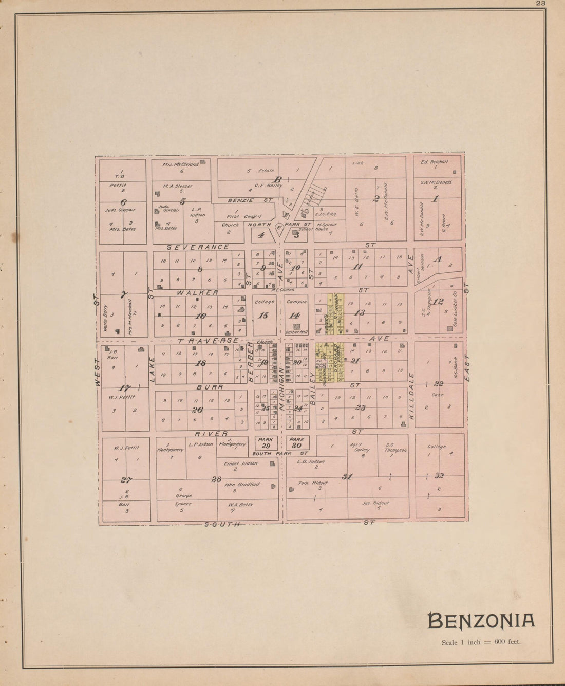 This old map of Benzonia from Atlas, Benzie Co., Michigan from 1901 from 1901 was created by Charles E. (Charles Edward) Ferris in 1901