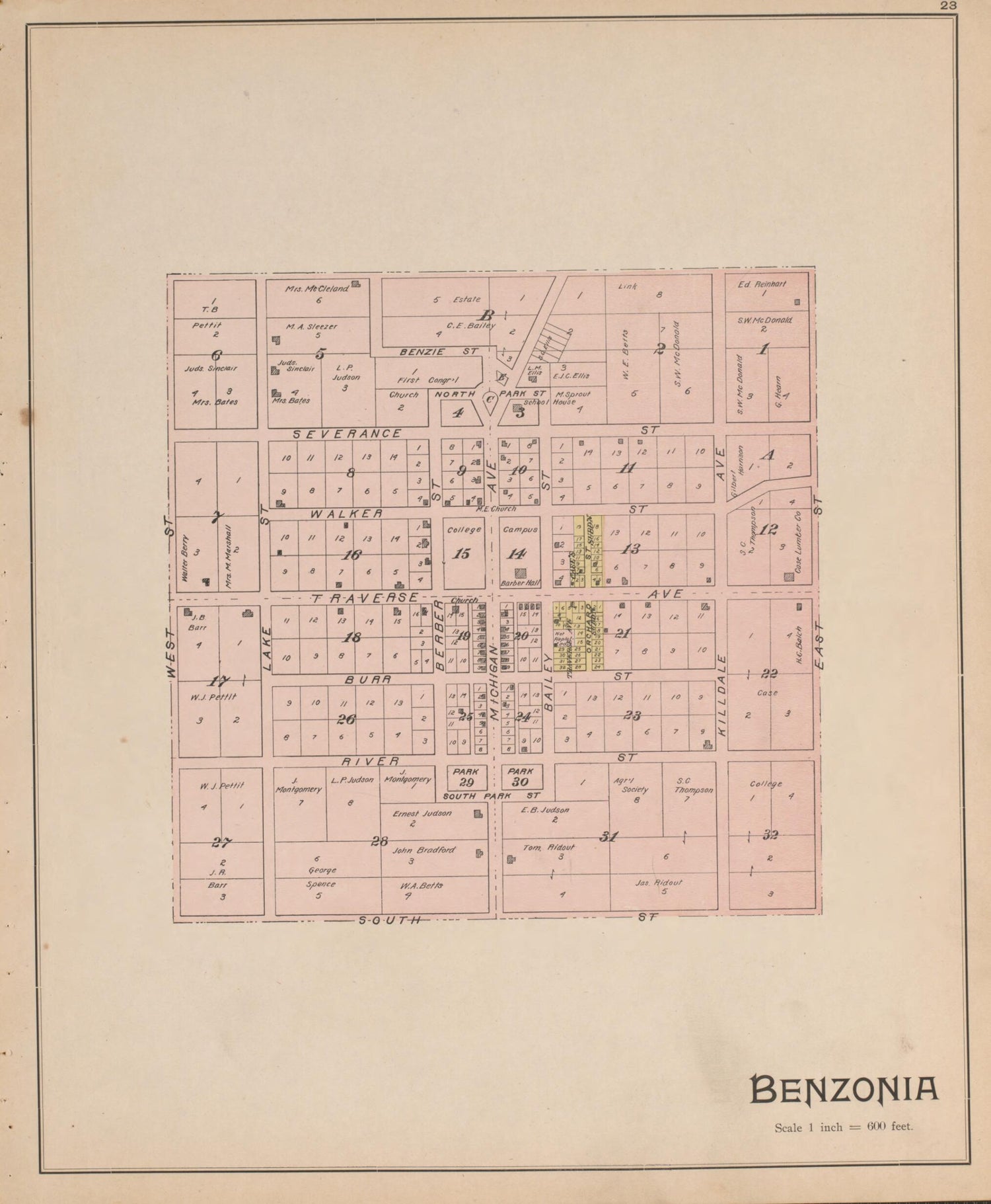 This old map of Benzonia from Atlas, Benzie Co., Michigan from 1901 from 1901 was created by Charles E. (Charles Edward) Ferris in 1901