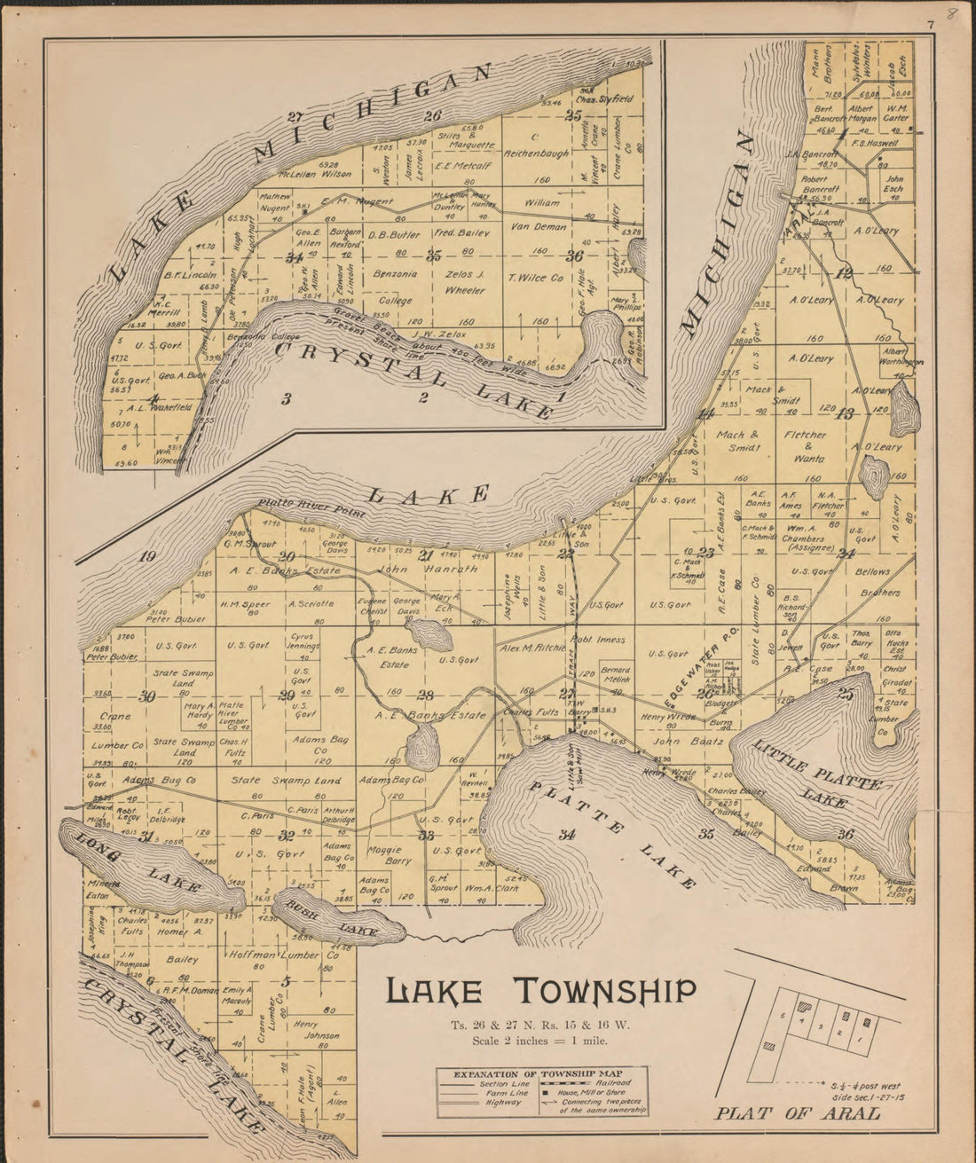 This old map of Lake from Atlas, Benzie Co., Michigan from 1901 from 1901 was created by Charles E. (Charles Edward) Ferris in 1901