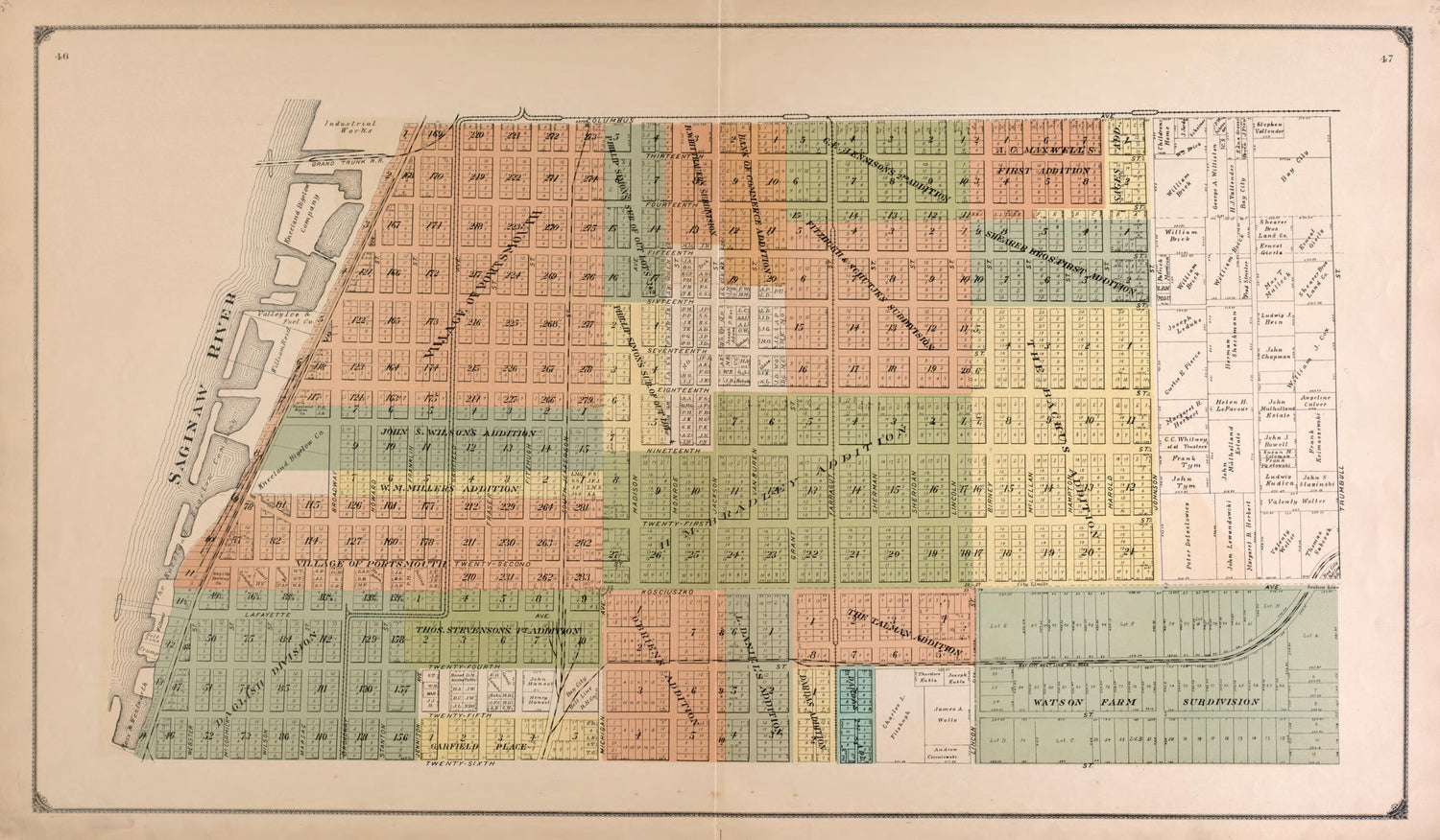 This old map of Bay City - 3 from Atlas of Bay County, Michigan from 1916 was created by  Standard Map Company in 1916