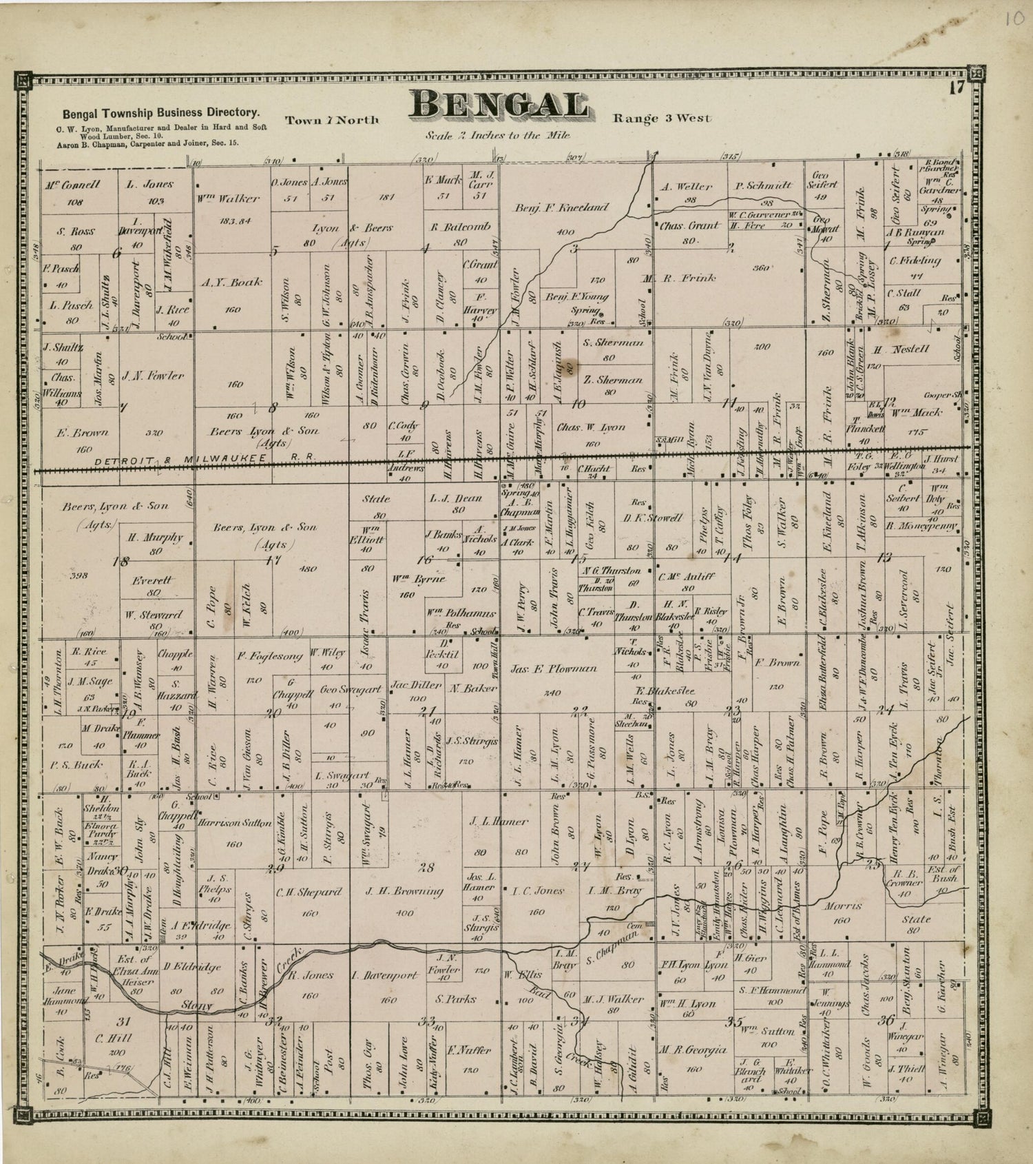 This old map of Bengal from Atlas of Clinton County, Michigan from 1873 was created by  Worley &amp; Bracher in 1873