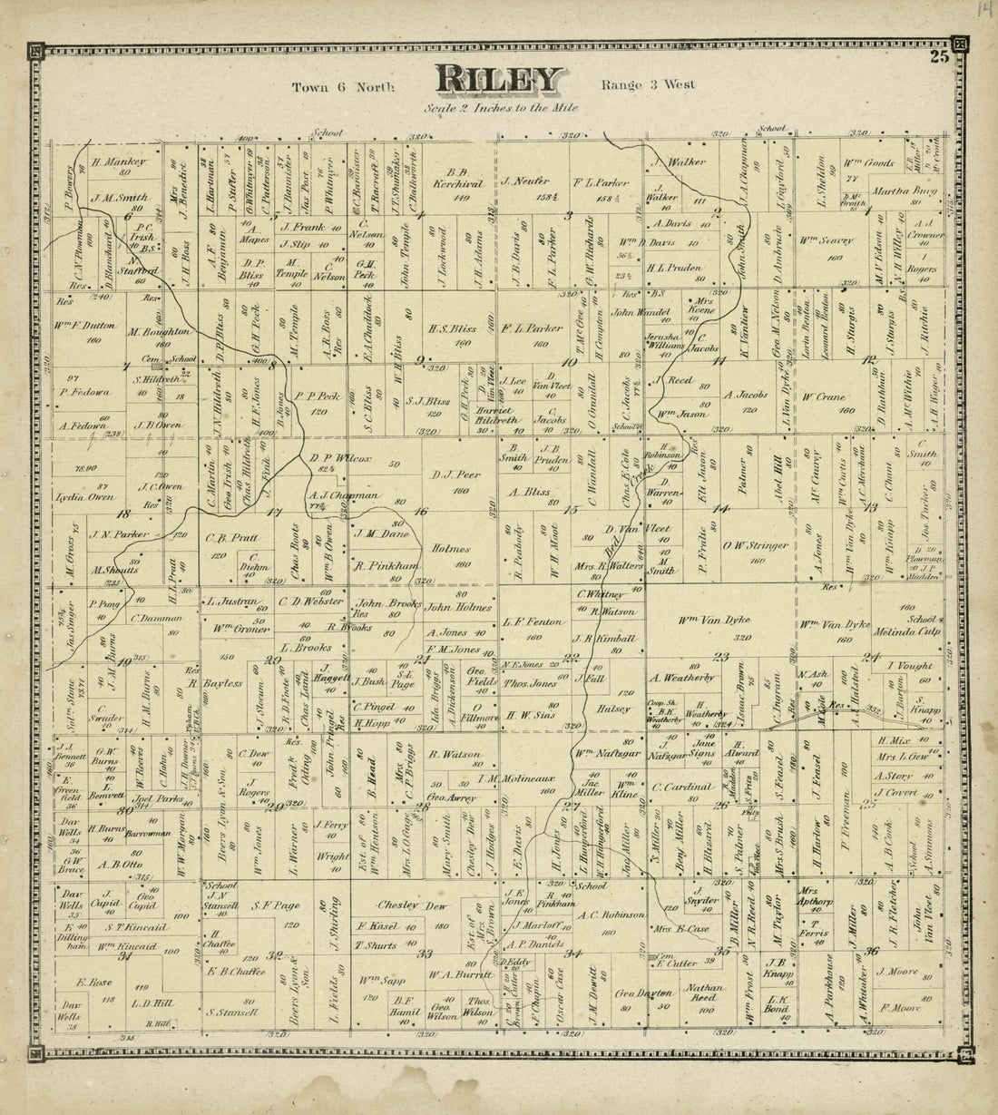 This old map of Riley from Atlas of Clinton County, Michigan from 1873 was created by  Worley &amp; Bracher in 1873