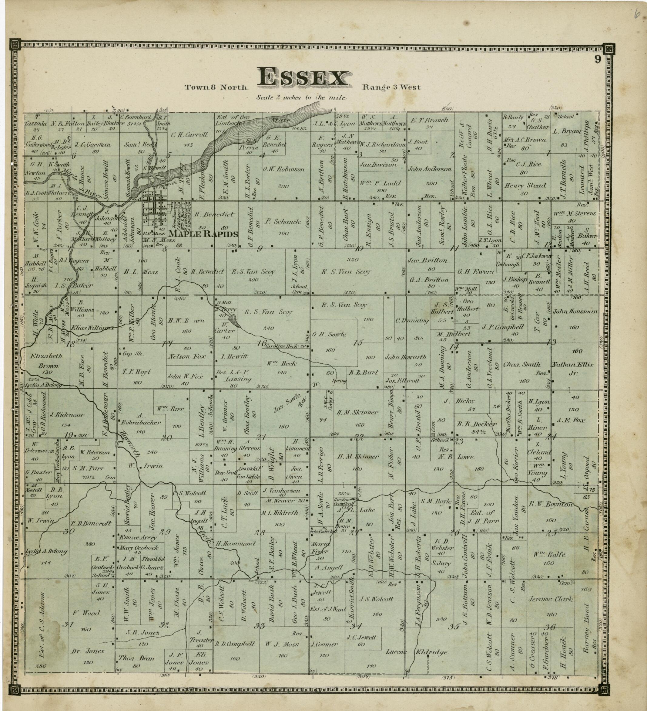 This old map of Essex from Atlas of Clinton County, Michigan from 1873 was created by  Worley &amp; Bracher in 1873