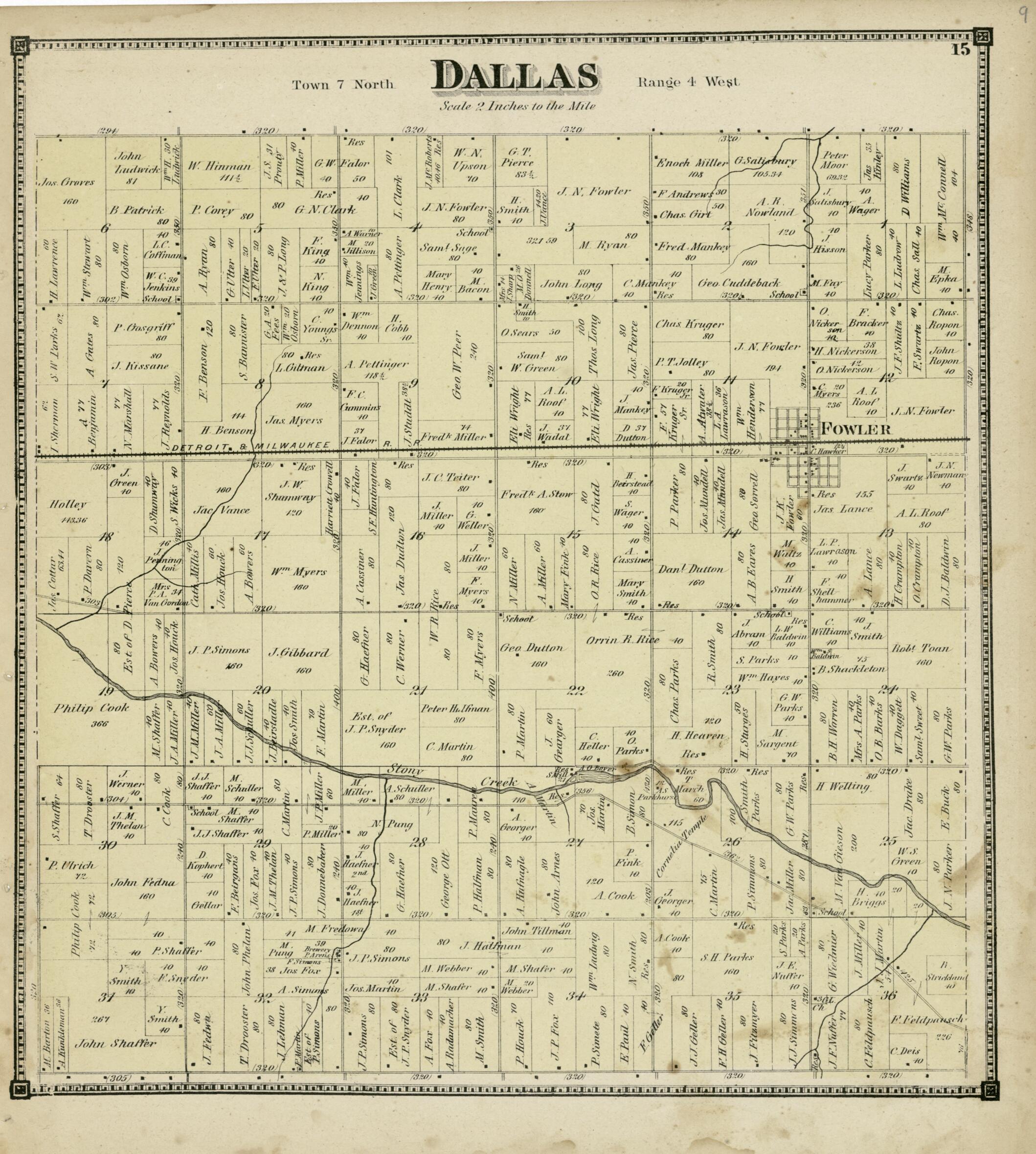 This old map of Dallas from Atlas of Clinton County, Michigan from 1873 was created by  Worley &amp; Bracher in 1873