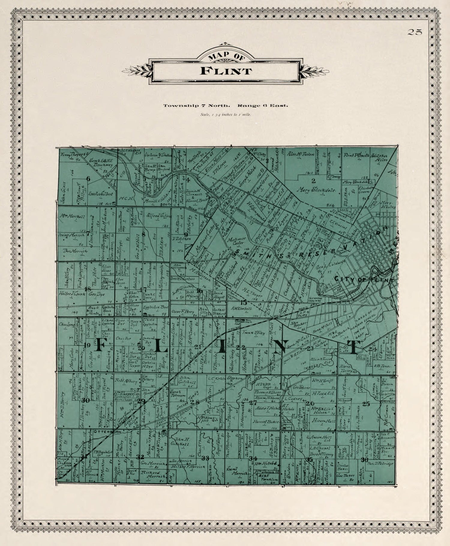 This old map of Map of Flint from Atlas of Genesee County, Michigan from 1899 was created by Homer A. Day in 1899