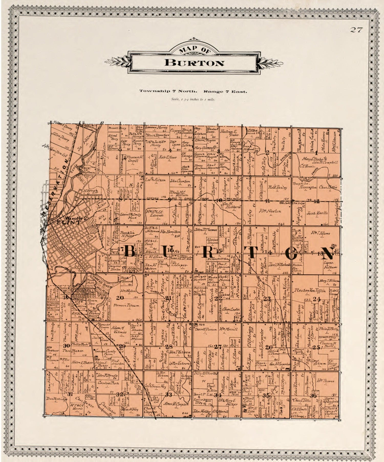 This old map of Map of Burton from Atlas of Genesee County, Michigan from 1899 was created by Homer A. Day in 1899