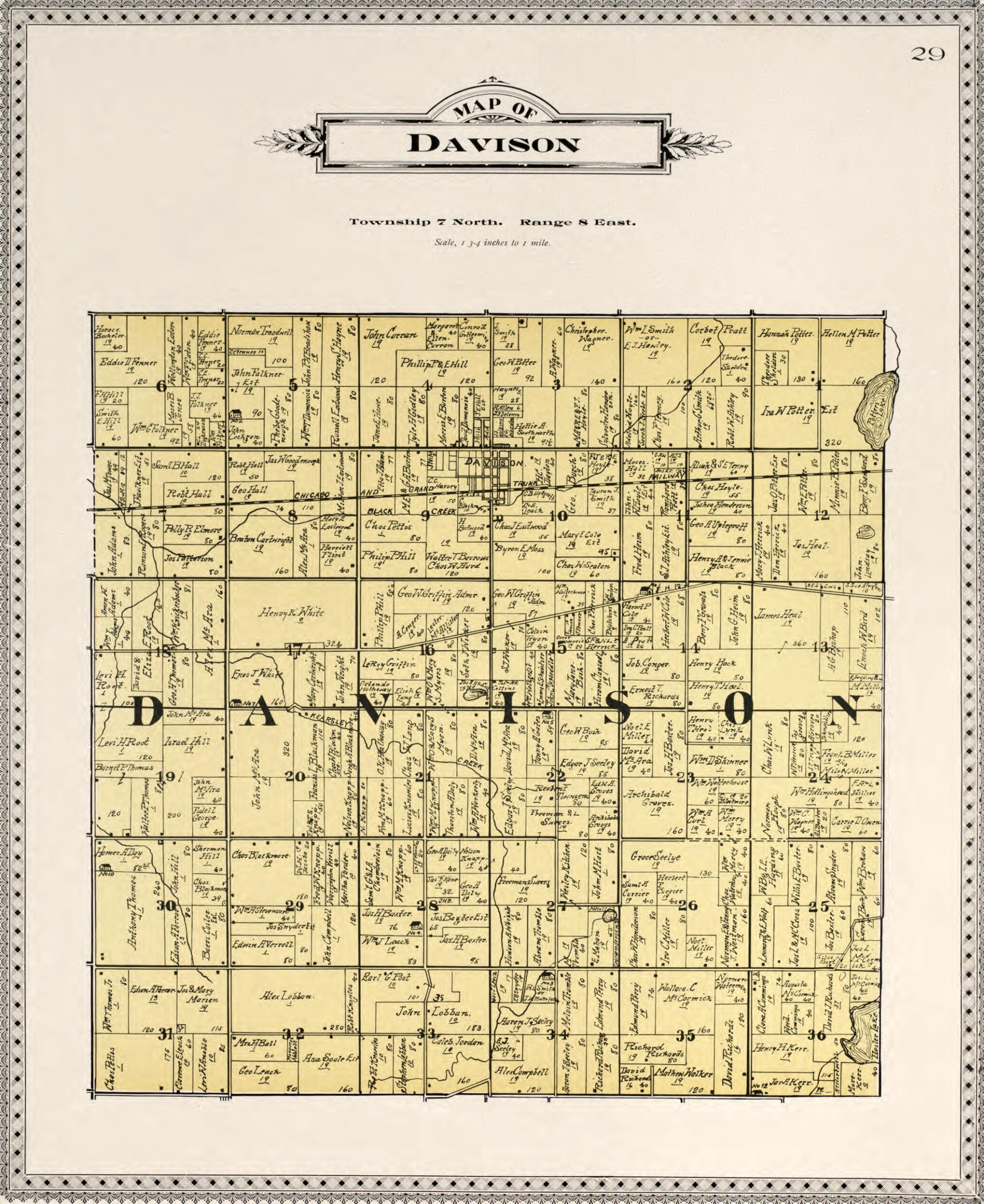 This old map of Map of Davison from Atlas of Genesee County, Michigan from 1899 was created by Homer A. Day in 1899