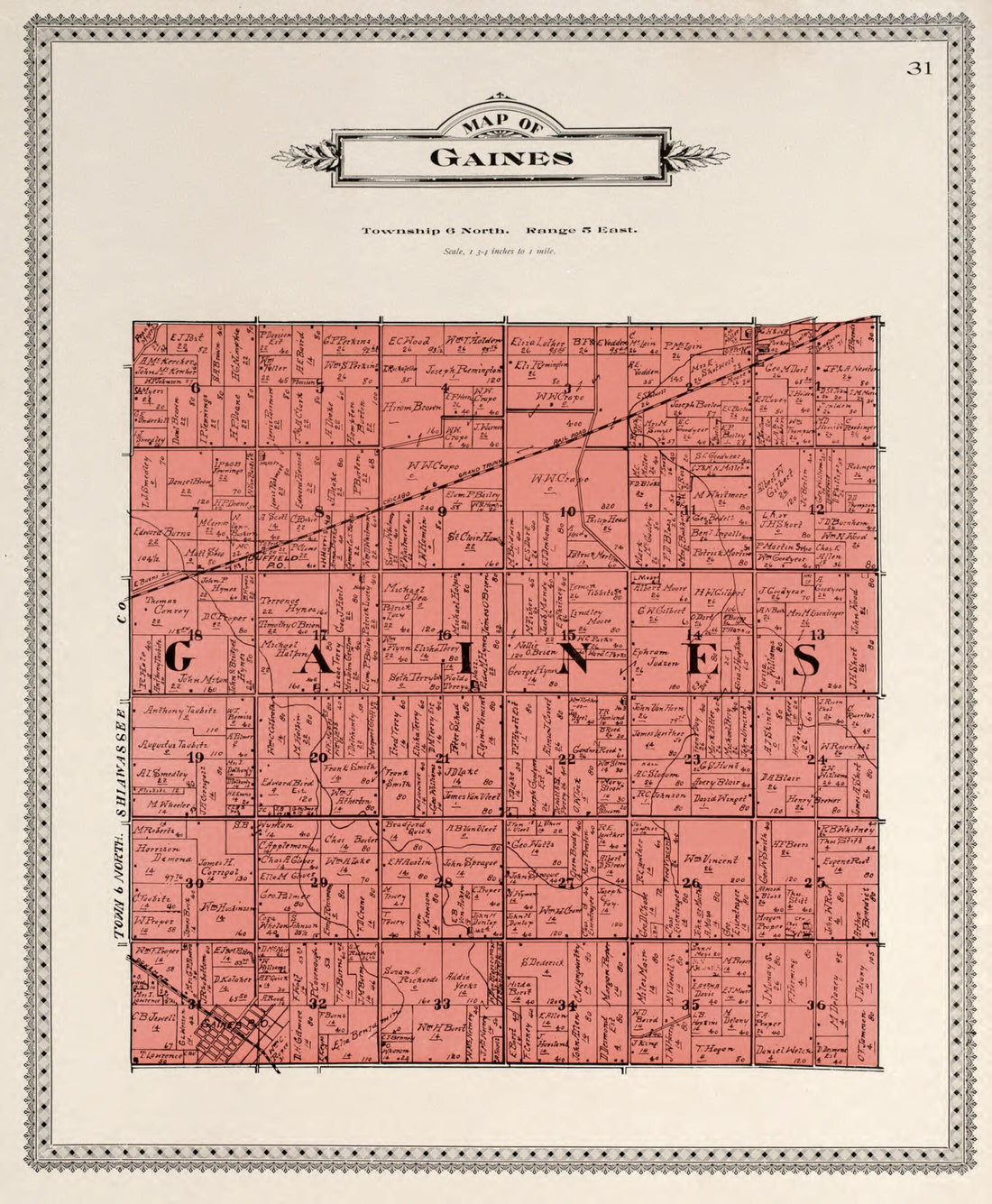 This old map of Map of Gaines from Atlas of Genesee County, Michigan from 1899 was created by Homer A. Day in 1899