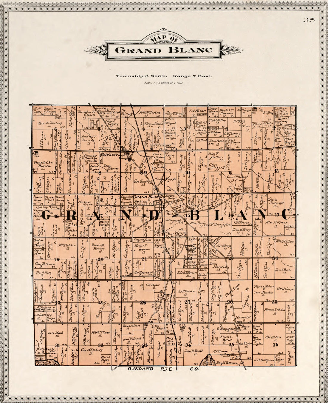 This old map of Map of Grand Blanc from Atlas of Genesee County, Michigan from 1899 was created by Homer A. Day in 1899