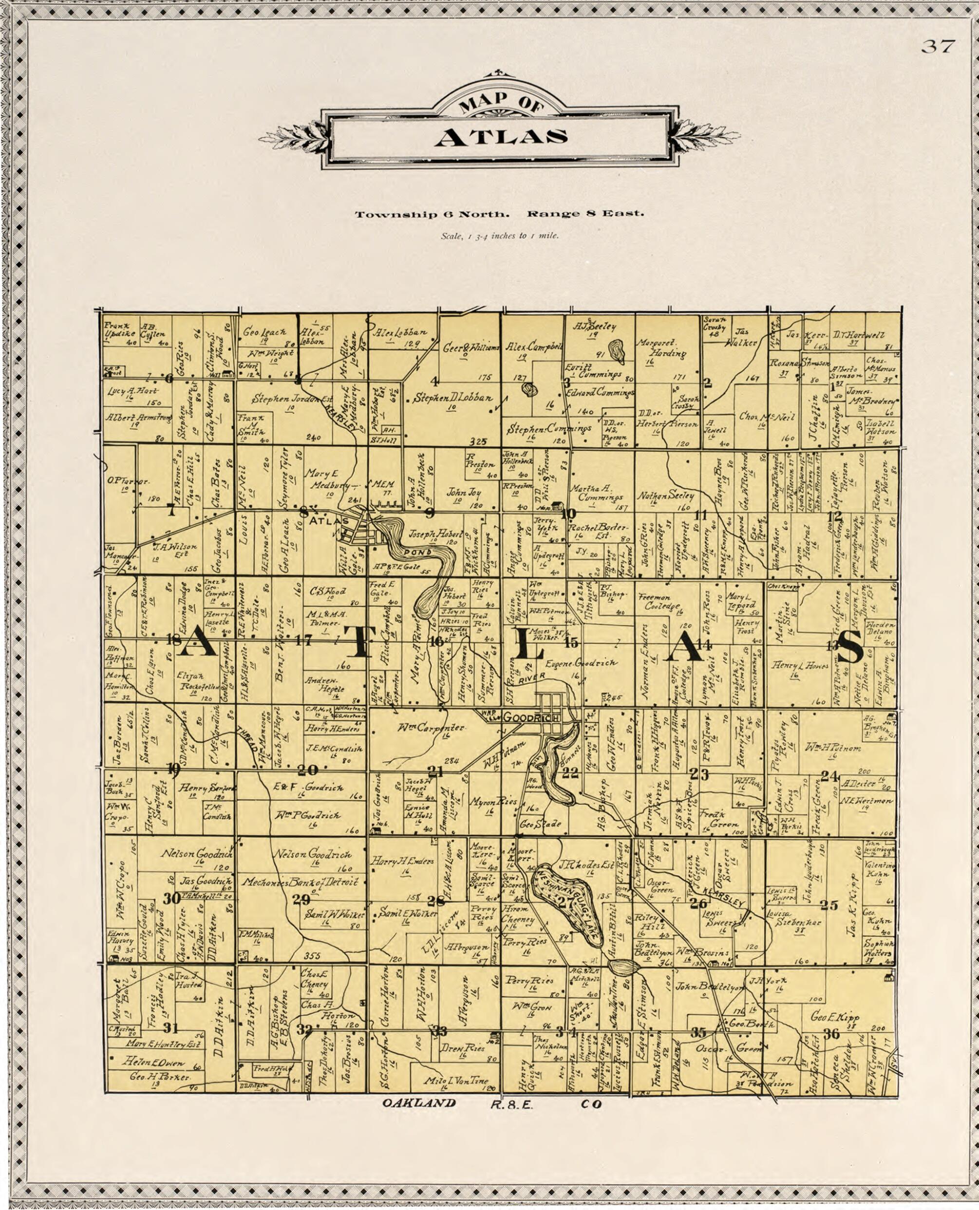 This old map of Map of Atlas from Atlas of Genesee County, Michigan from 1899 was created by Homer A. Day in 1899