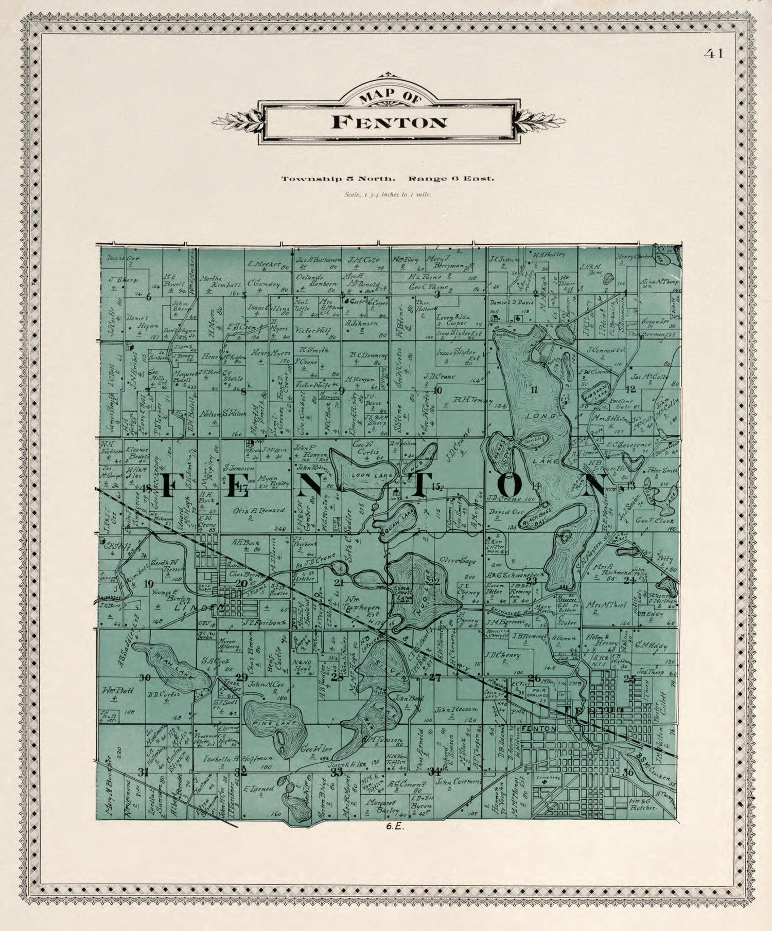 This old map of Map of Fenton from Atlas of Genesee County, Michigan from 1899 was created by Homer A. Day in 1899