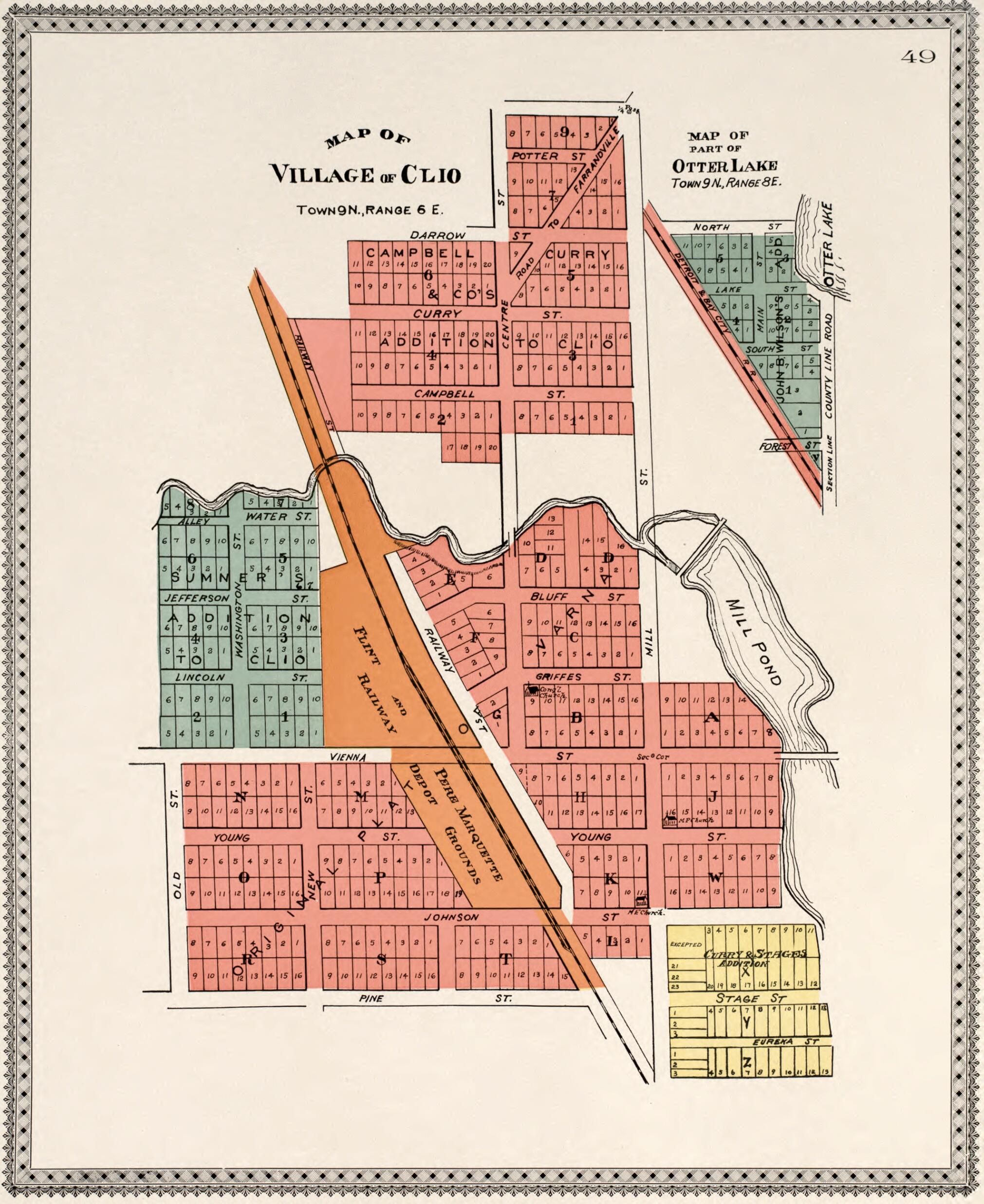 This old map of Map of Clio/ Otter Lake from Atlas of Genesee County, Michigan from 1899 was created by Homer A. Day in 1899