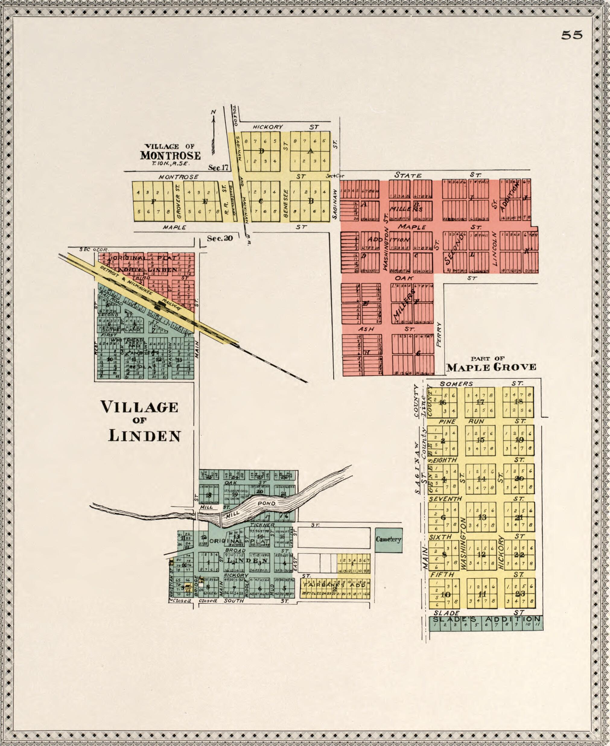 This old map of Village of Linden/ Montrose from Atlas of Genesee County, Michigan from 1899 was created by Homer A. Day in 1899