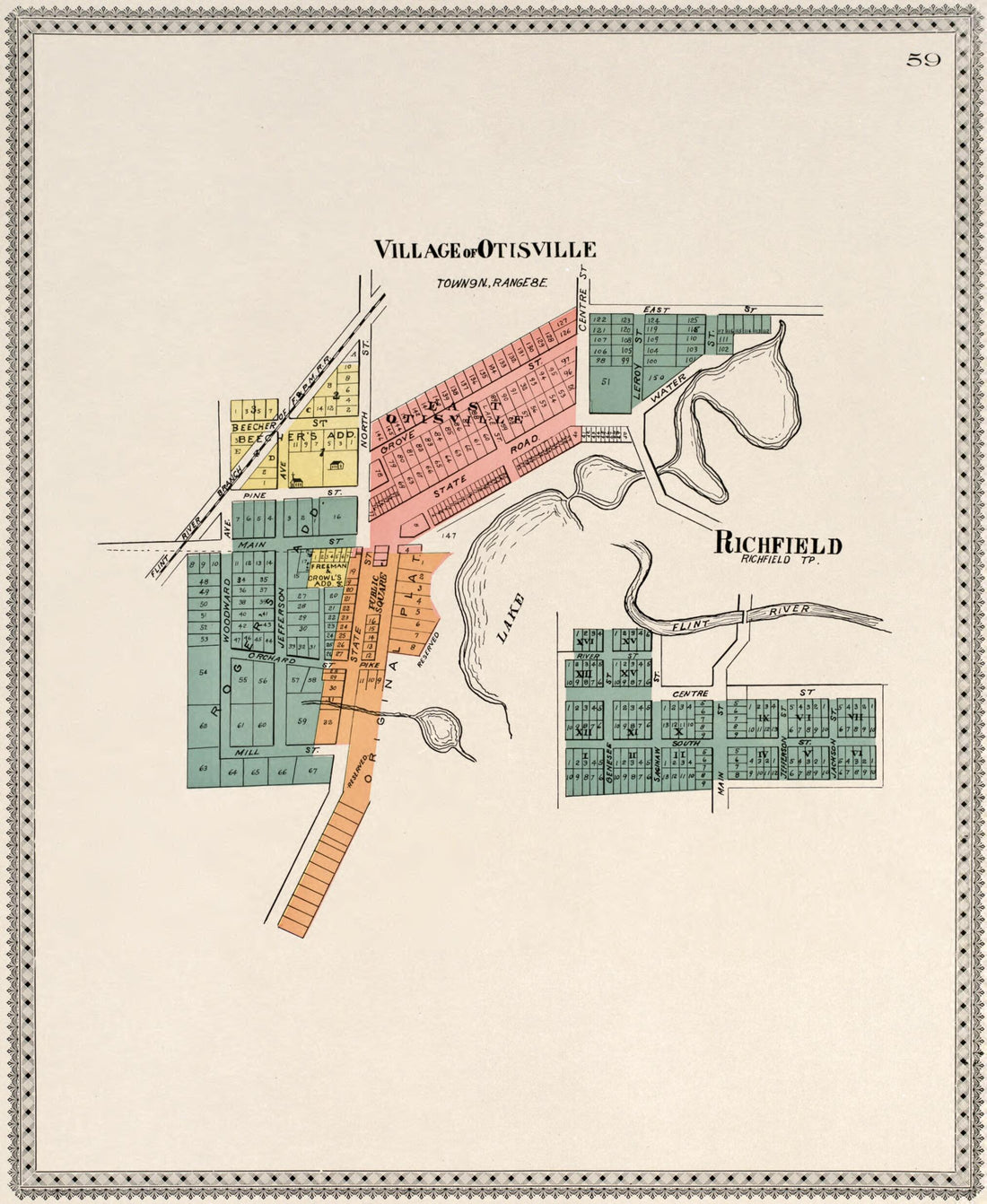 This old map of Village of Otisville/ Richfield from Atlas of Genesee County, Michigan from 1899 was created by Homer A. Day in 1899