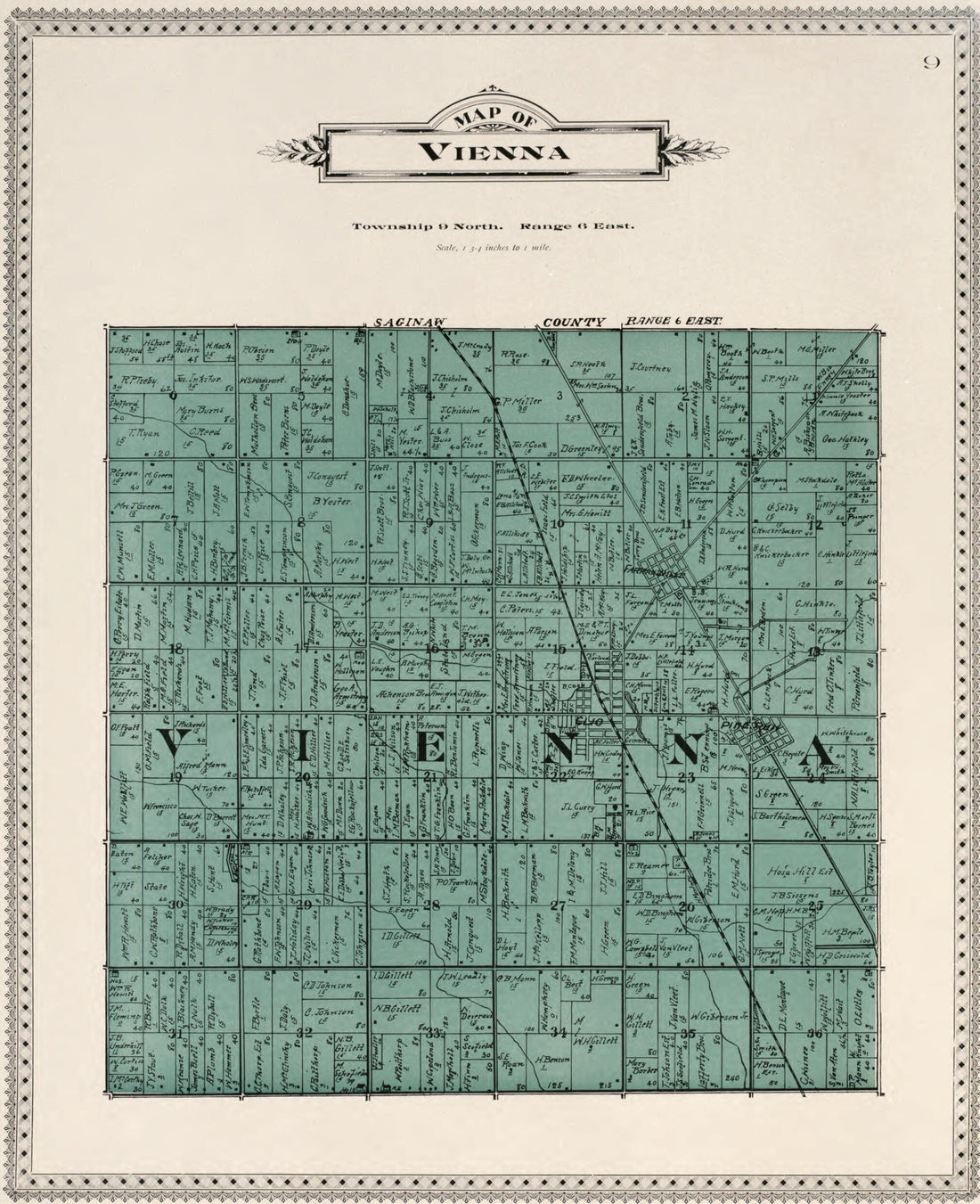 This old map of Map of Vienna from Atlas of Genesee County, Michigan from 1899 was created by Homer A. Day in 1899