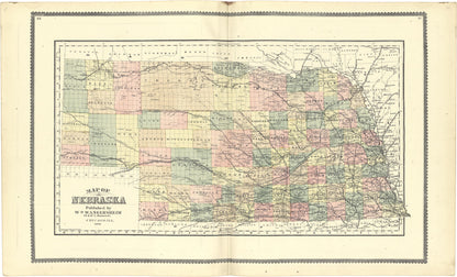 Map of Nebraska from Atlas of Genesee County, Michigan 1889 by Relic Map Company