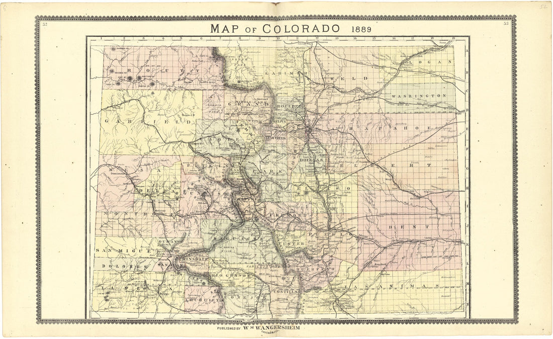 This old map of Map of Colorado from 1889 from Atlas of Genesee County, Michigan from 1889 was created by W. (William) Wangersheim in 1889