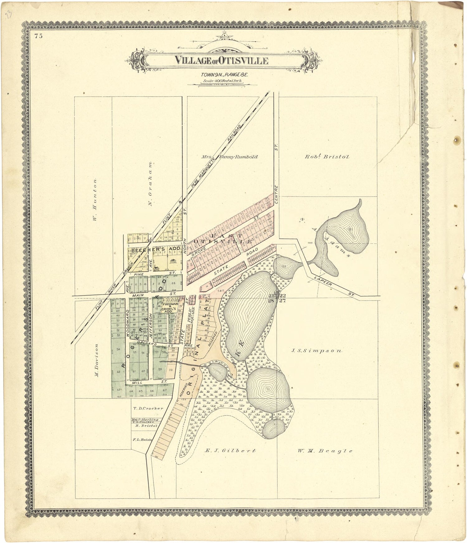 This old map of Village of Otisville from Atlas of Genesee County, Michigan from 1889 was created by W. (William) Wangersheim in 1889