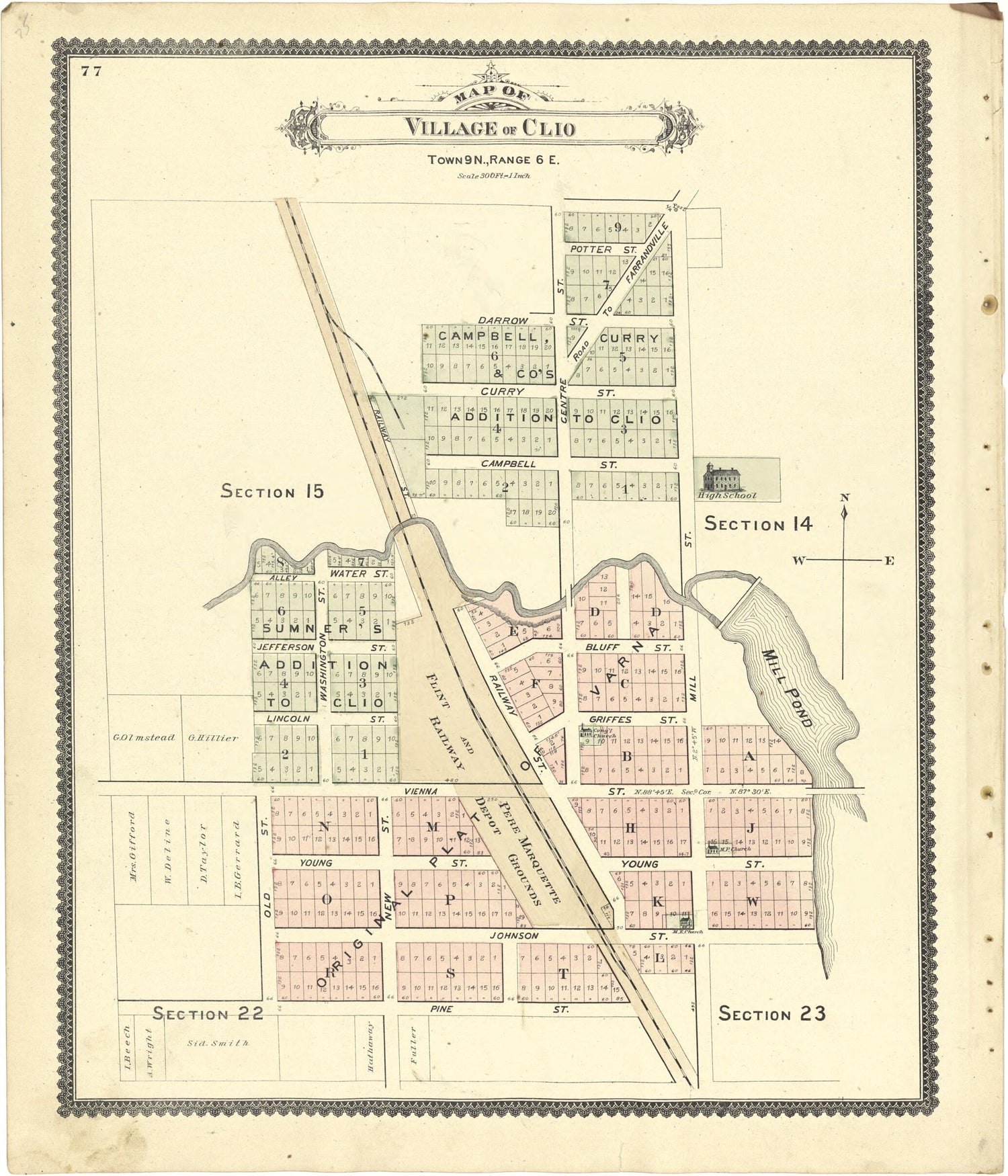 This old map of Village of Clio from Atlas of Genesee County, Michigan from 1889 was created by W. (William) Wangersheim in 1889