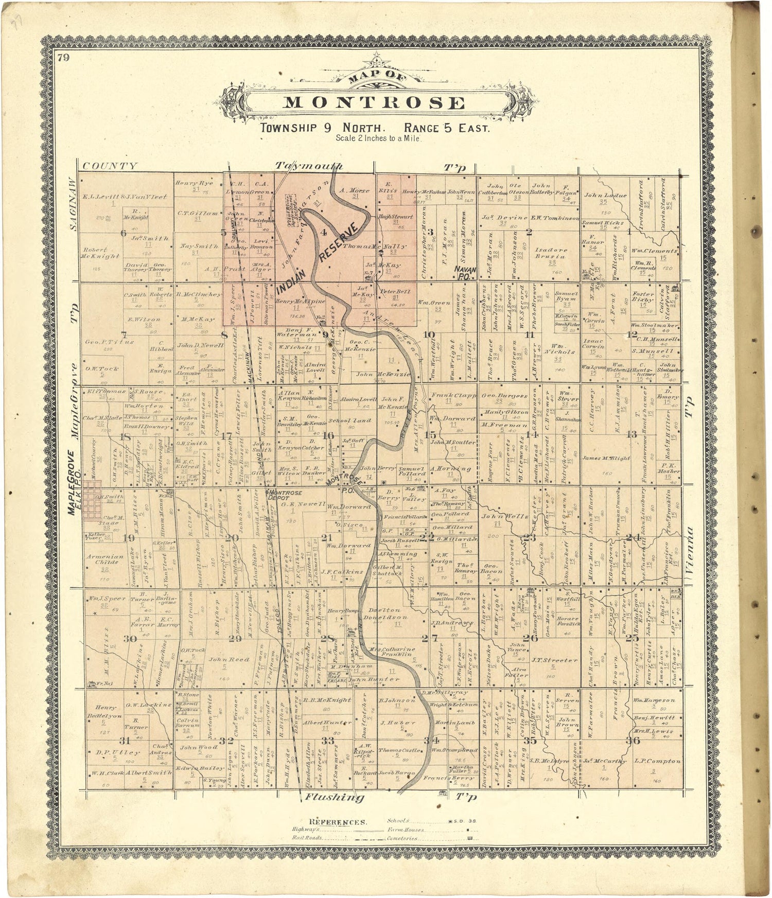 This old map of Map of Montrose from Atlas of Genesee County, Michigan from 1889 was created by W. (William) Wangersheim in 1889