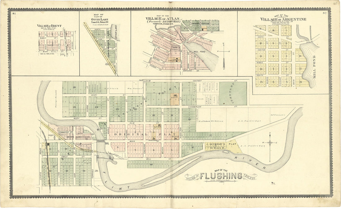 This old map of Map of the Village of Flushing from Atlas of Genesee County, Michigan from 1889 was created by W. (William) Wangersheim in 1889