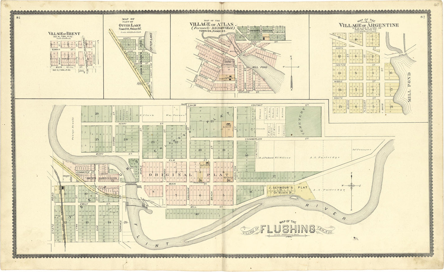 This old map of Map of the Village of Flushing from Atlas of Genesee County, Michigan from 1889 was created by W. (William) Wangersheim in 1889