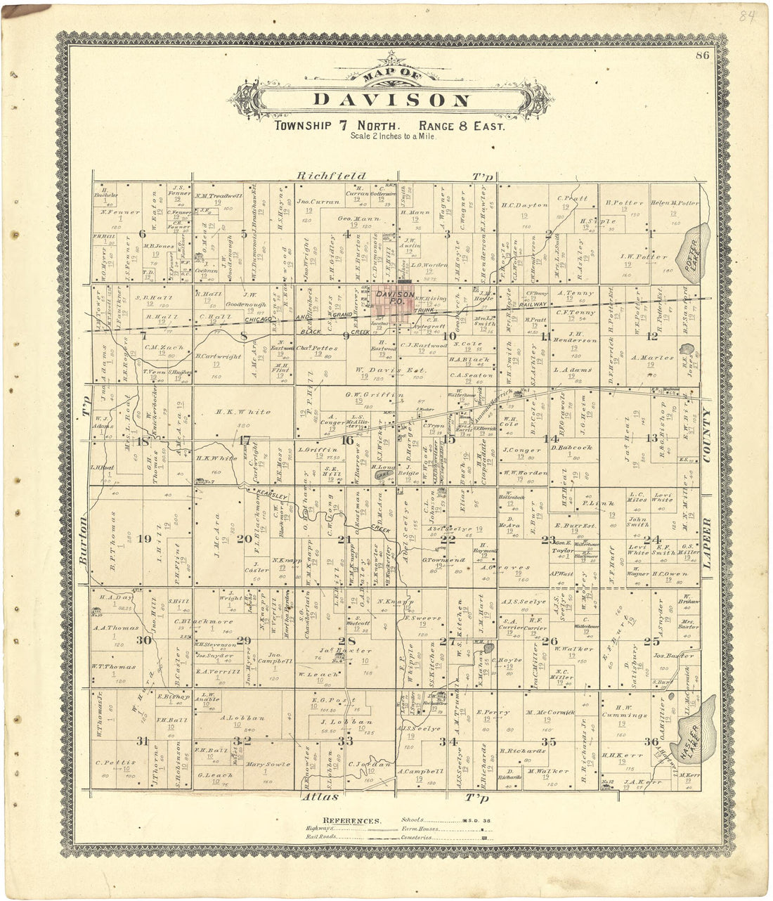 This old map of Map of Davison from Atlas of Genesee County, Michigan from 1889 was created by W. (William) Wangersheim in 1889