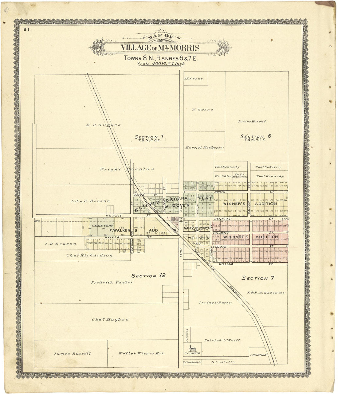 This old map of Map of Village of Mt. Morris from Atlas of Genesee County, Michigan from 1889 was created by W. (William) Wangersheim in 1889