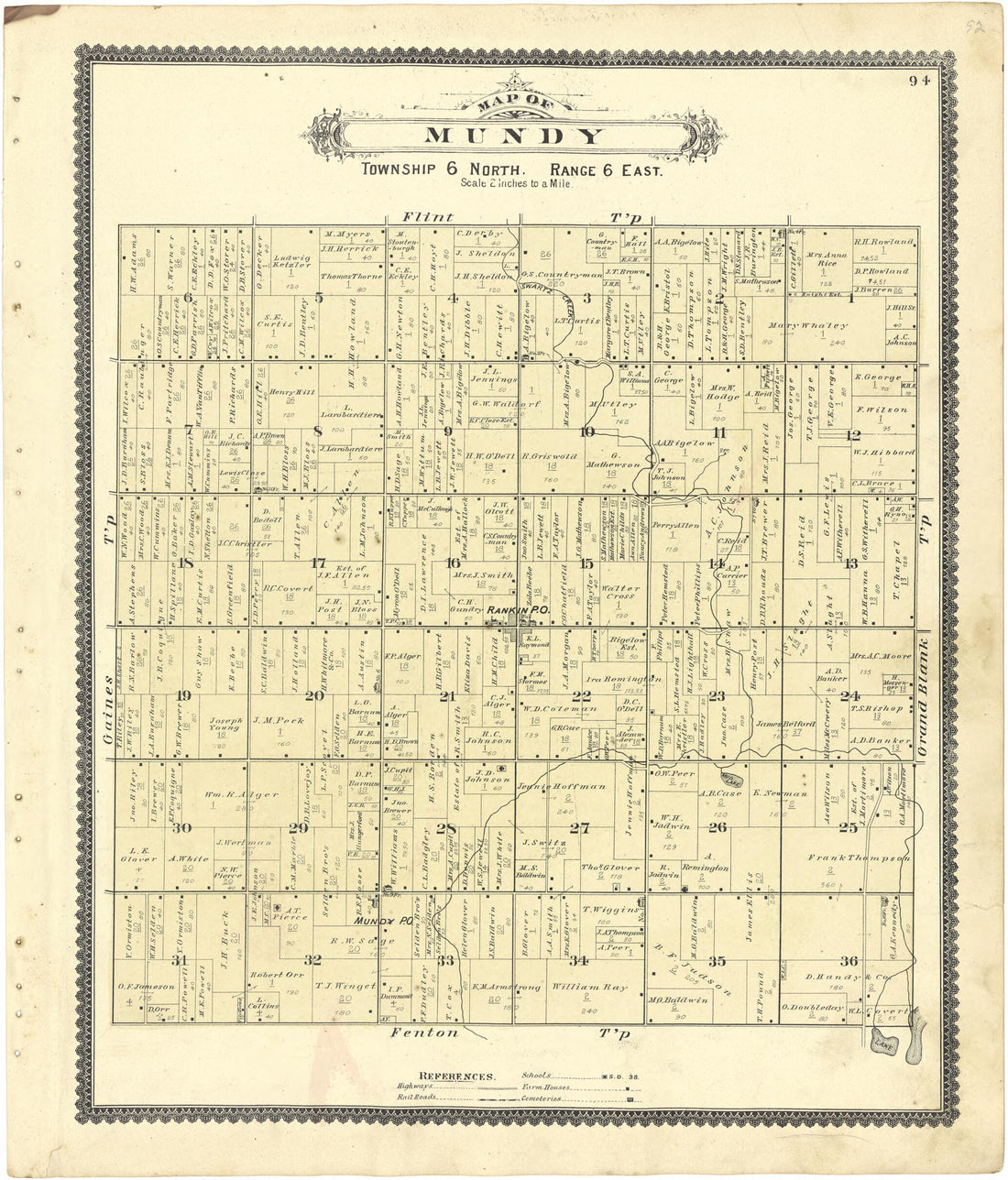 This old map of Map of Mundy from Atlas of Genesee County, Michigan from 1889 was created by W. (William) Wangersheim in 1889