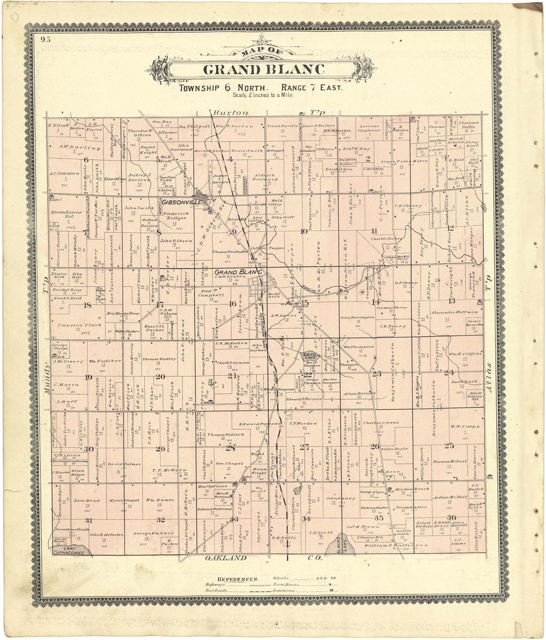This old map of Map of Grand Blanc from Atlas of Genesee County, Michigan from 1889 was created by W. (William) Wangersheim in 1889