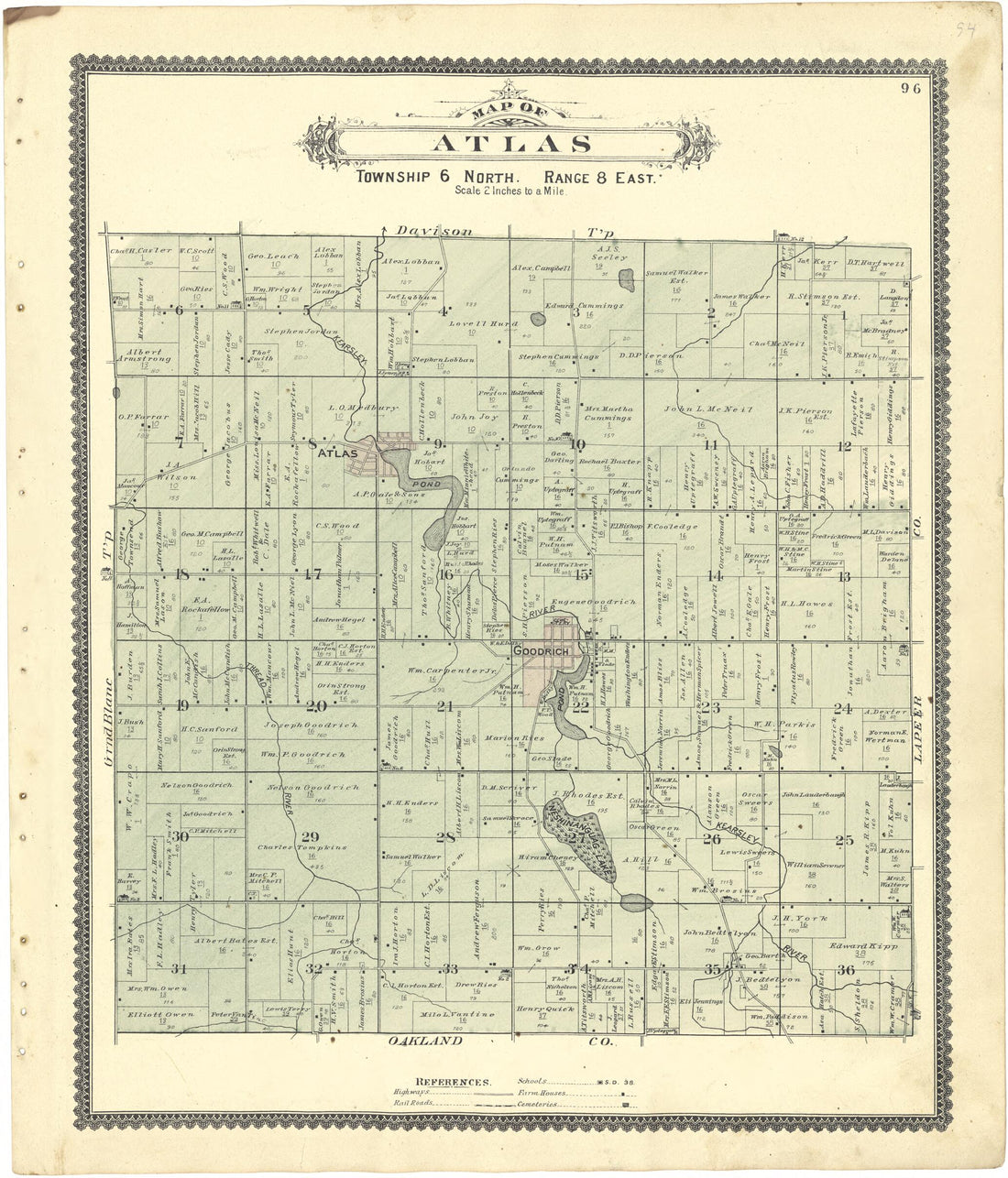 This old map of Map of Atlas from Atlas of Genesee County, Michigan from 1889 was created by W. (William) Wangersheim in 1889