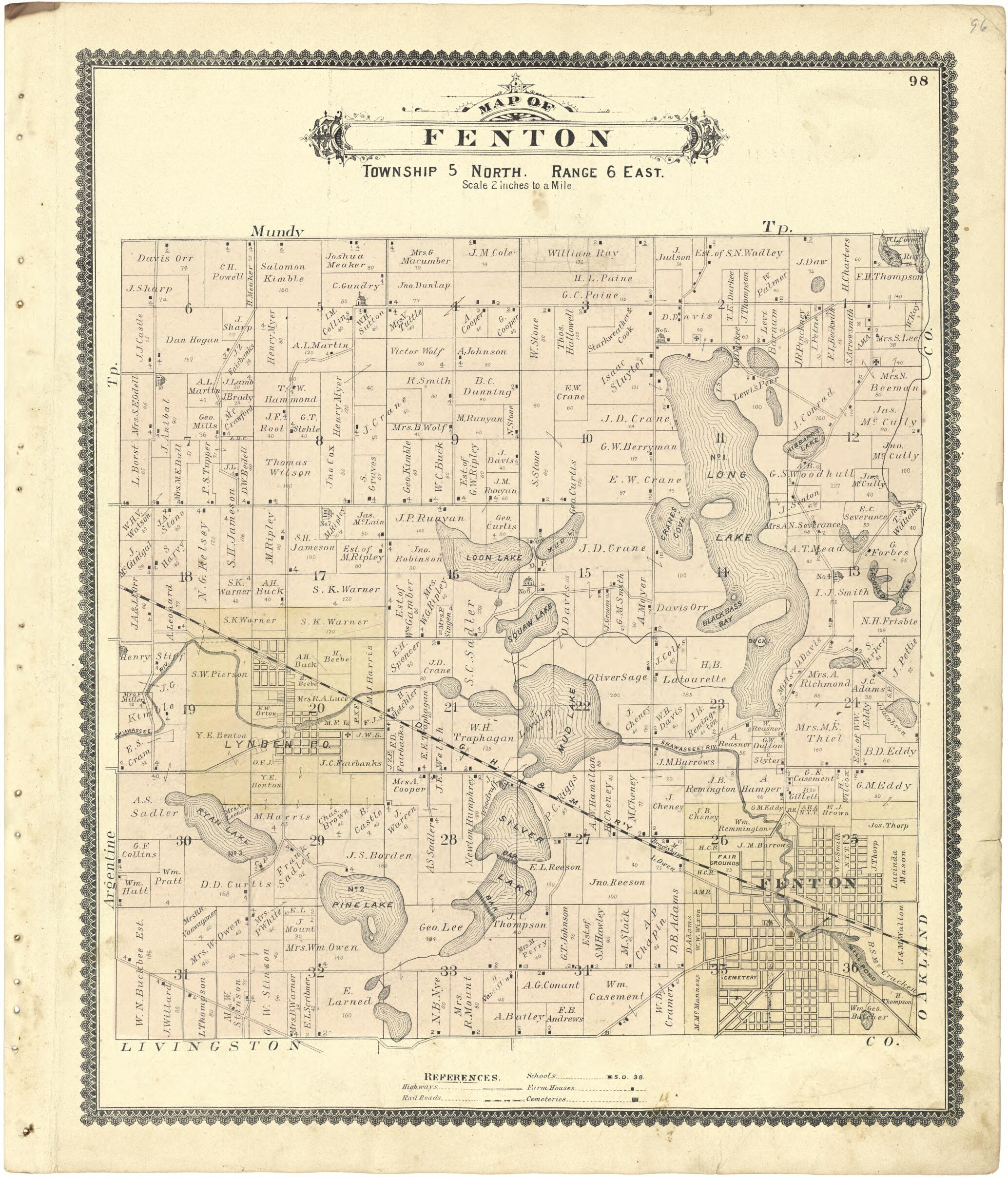 This old map of Map of Fenton from Atlas of Genesee County, Michigan from 1889 was created by W. (William) Wangersheim in 1889