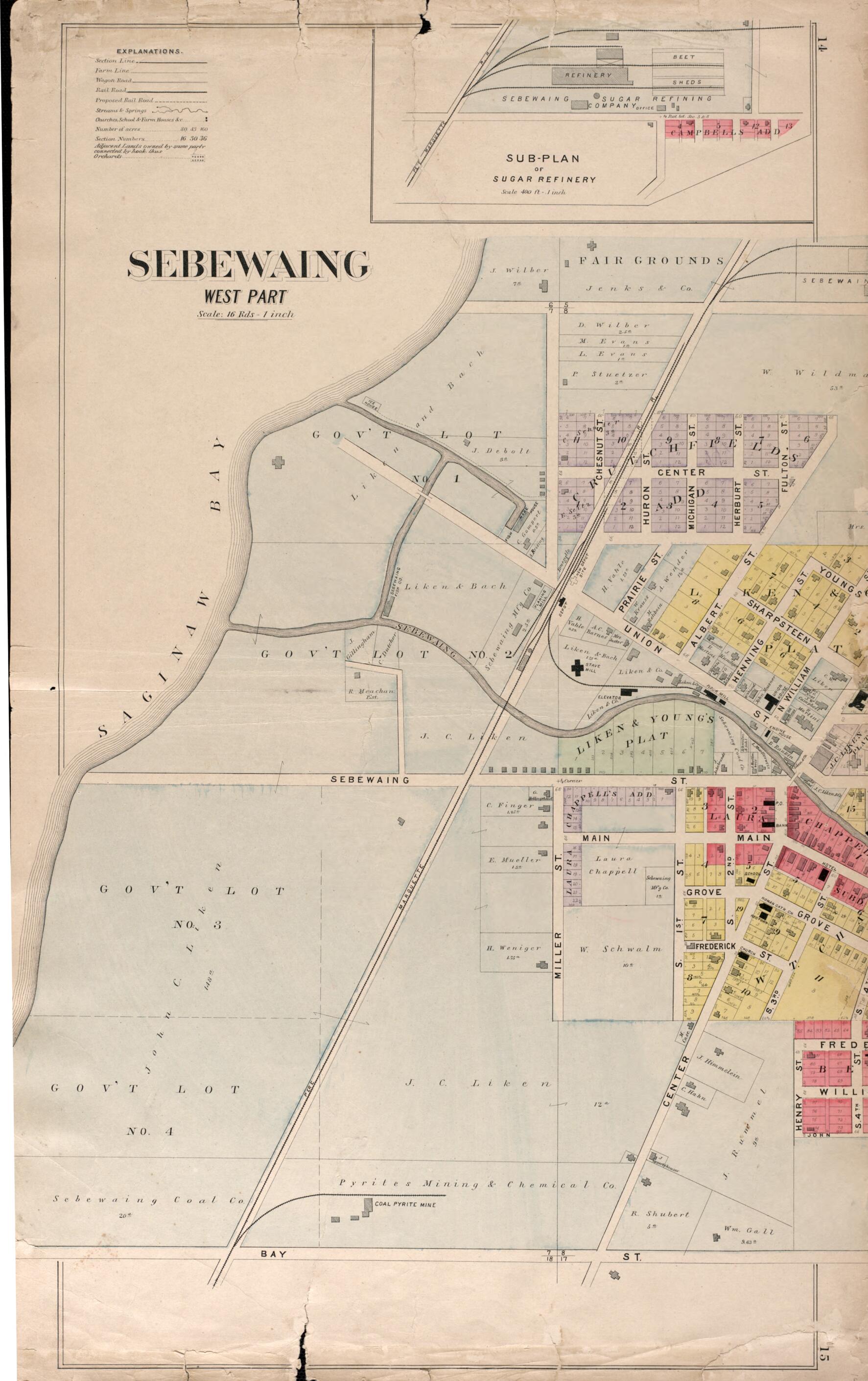 This old map of Sebewaing--West Part from Plat Book of Huron County, Michigan from 1904 was created by E. B. (Ernest B.) Foote in 1904