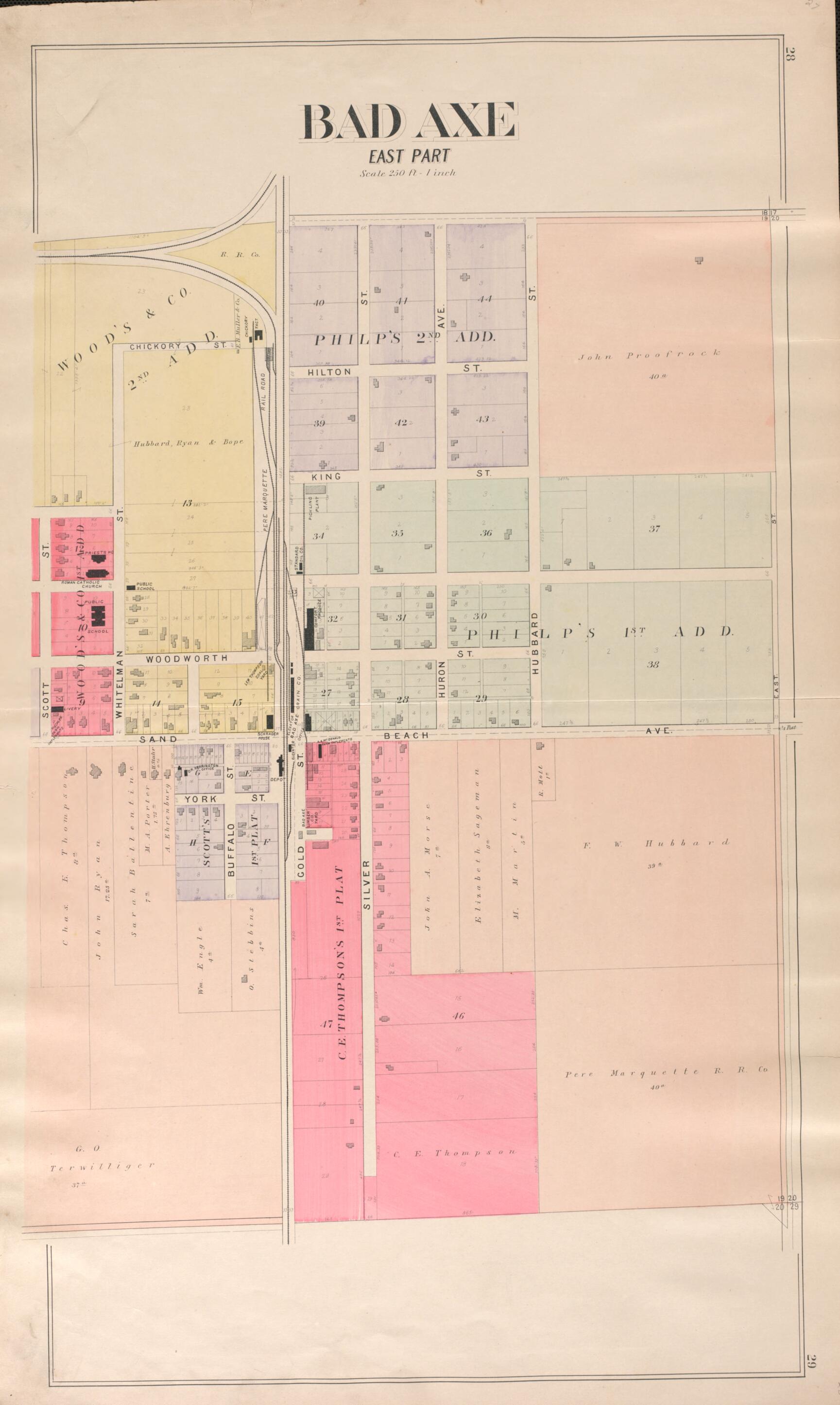 This old map of Bad Axe--East Part from Plat Book of Huron County, Michigan from 1904 was created by E. B. (Ernest B.) Foote in 1904