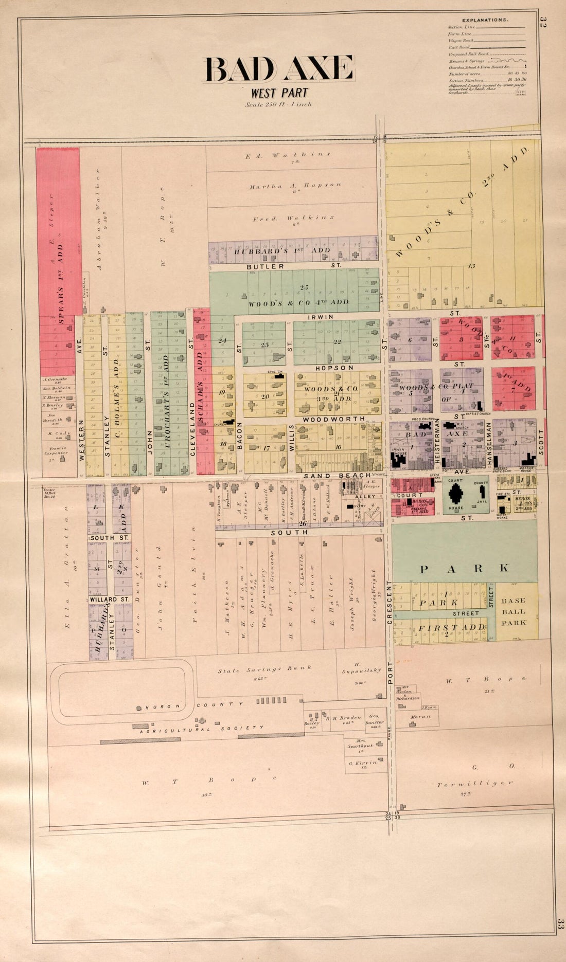 This old map of Bad Axe--West Part from Plat Book of Huron County, Michigan from 1904 was created by E. B. (Ernest B.) Foote in 1904