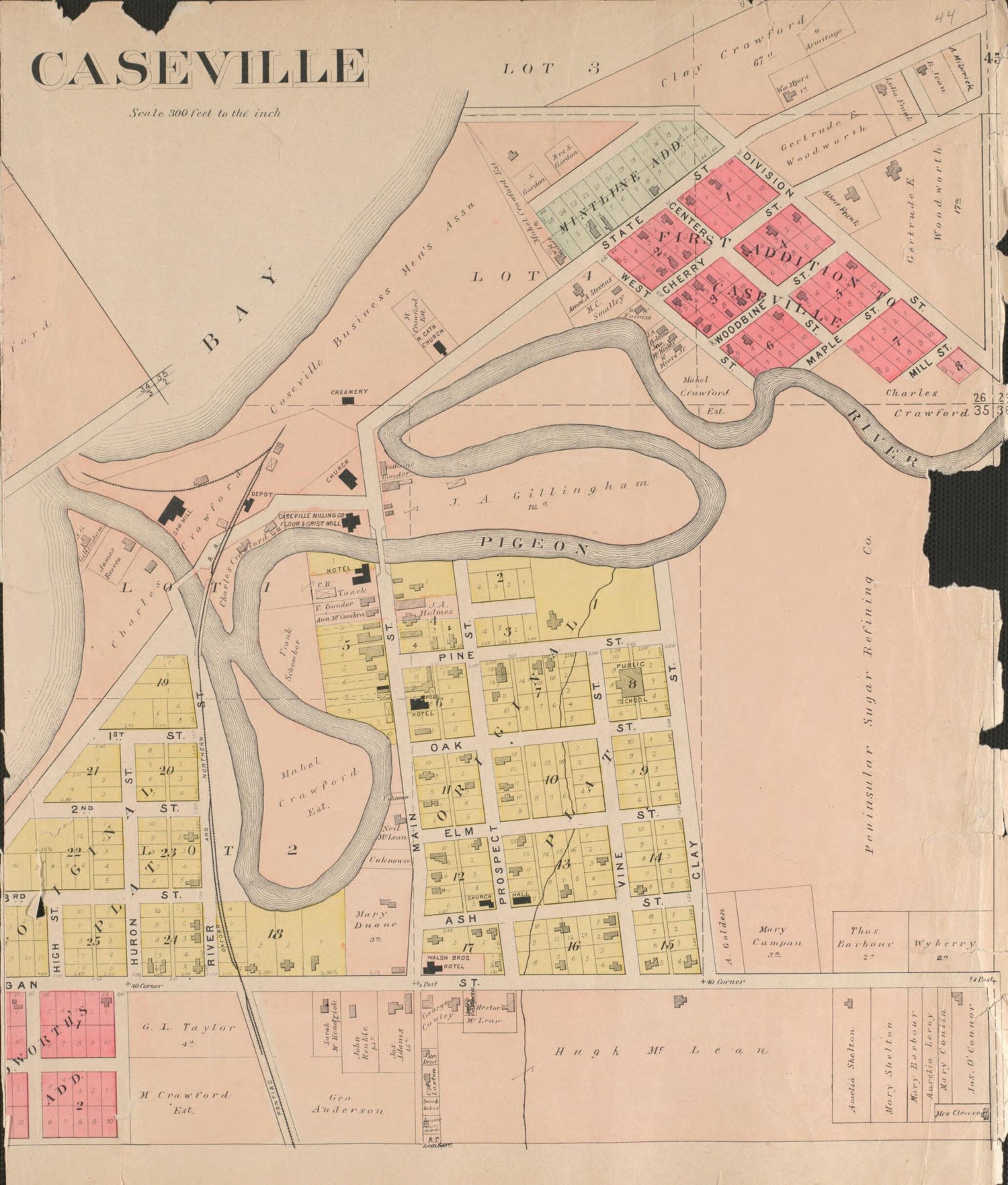 This old map of Caseville from Plat Book of Huron County, Michigan from 1904 was created by E. B. (Ernest B.) Foote in 1904